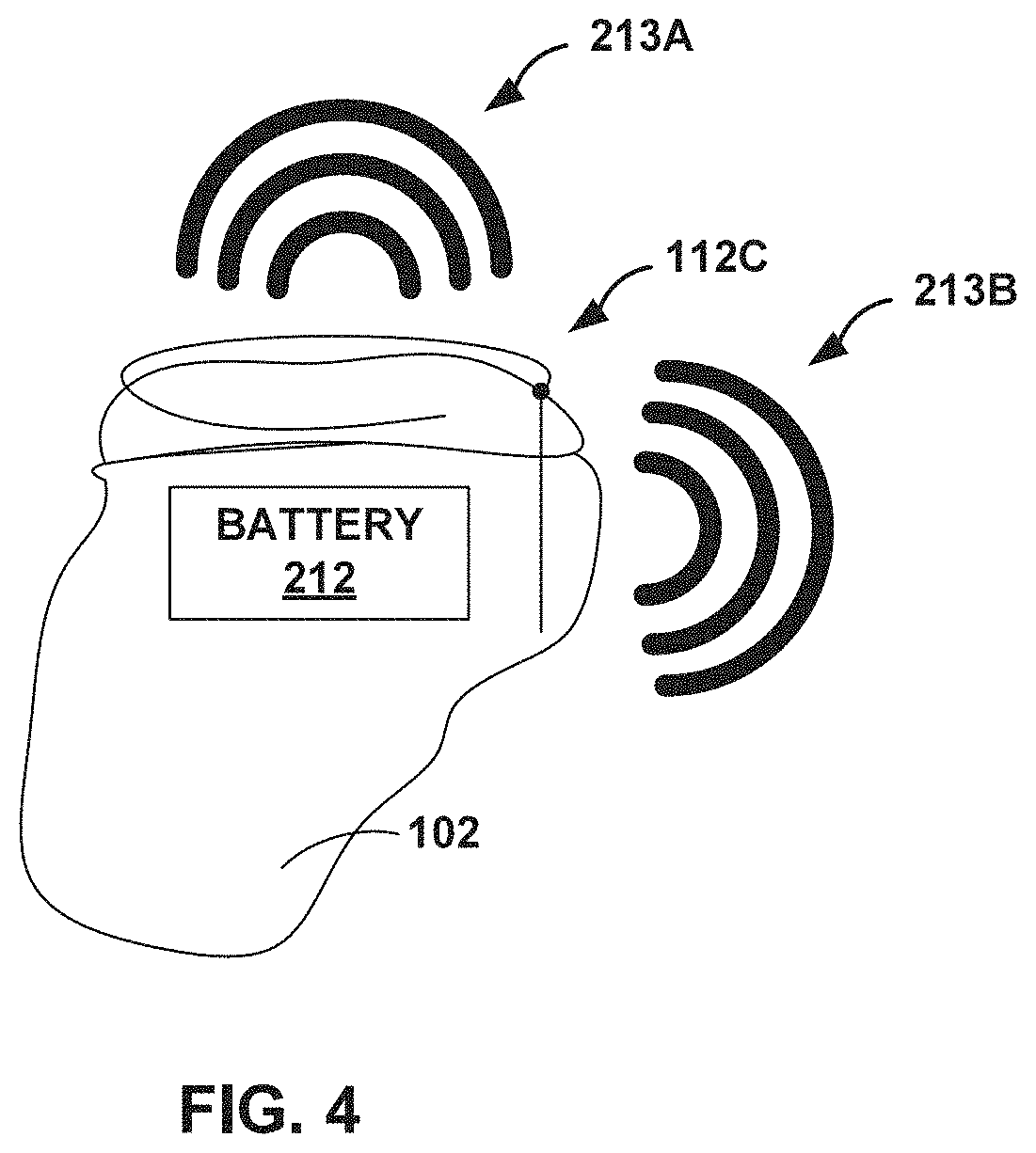 Patent US11785400 Figure 4 – Hearing aid antenna for high-frequency data communication