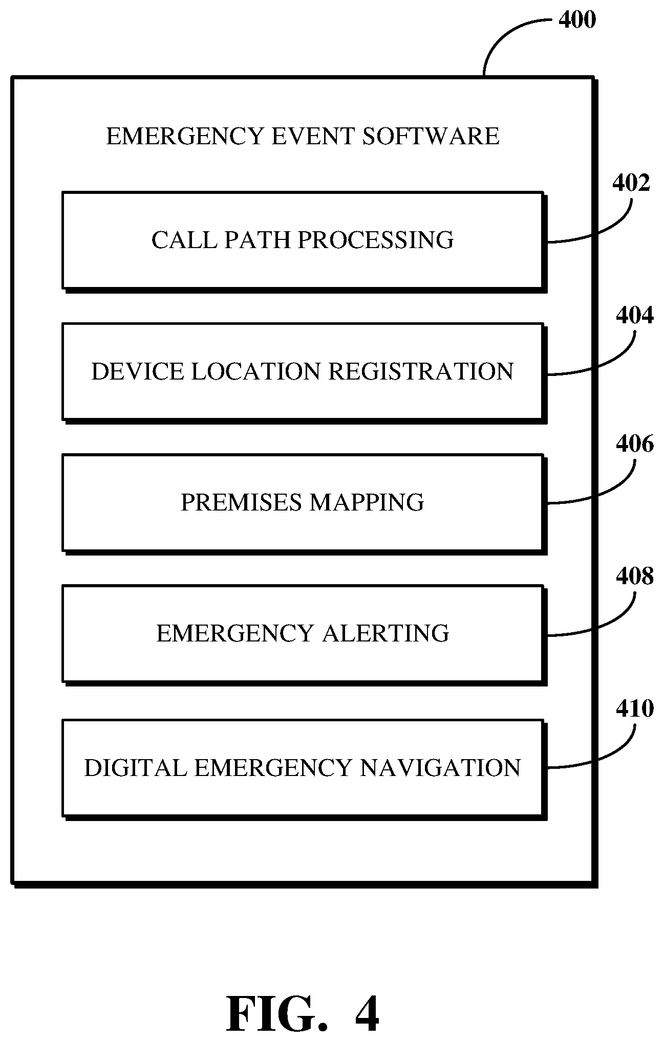Patent US11785439 Figure 4 – Integrated emergency event detection and mapping using individualized device location registrations