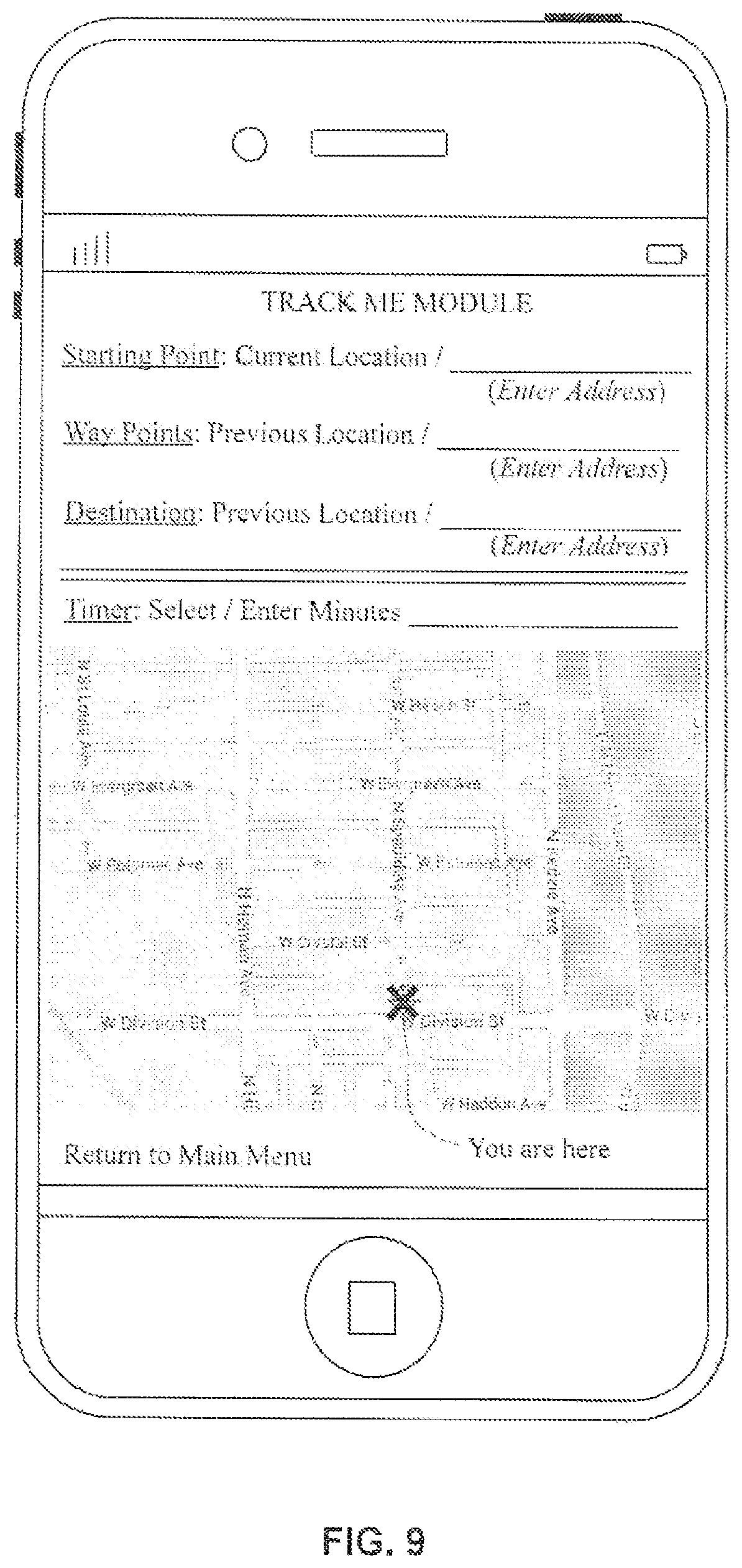 Patent US11785458 Figure 9 – Security and public safety application for a mobile device