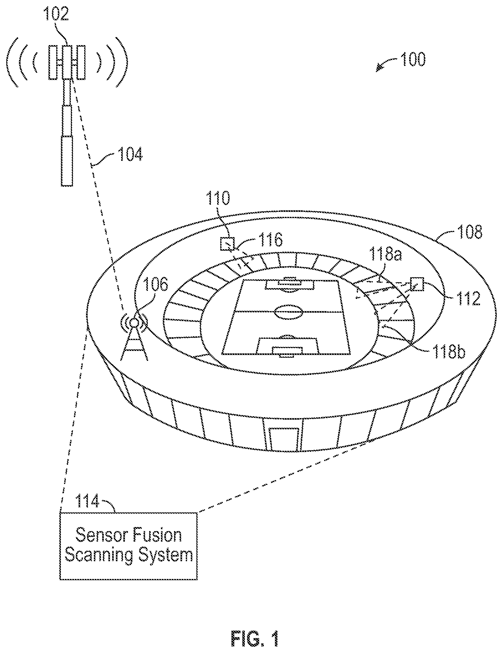 Patent US11785476 Figure 1 – Sensor fusion scanning system and method for wireless network planning
