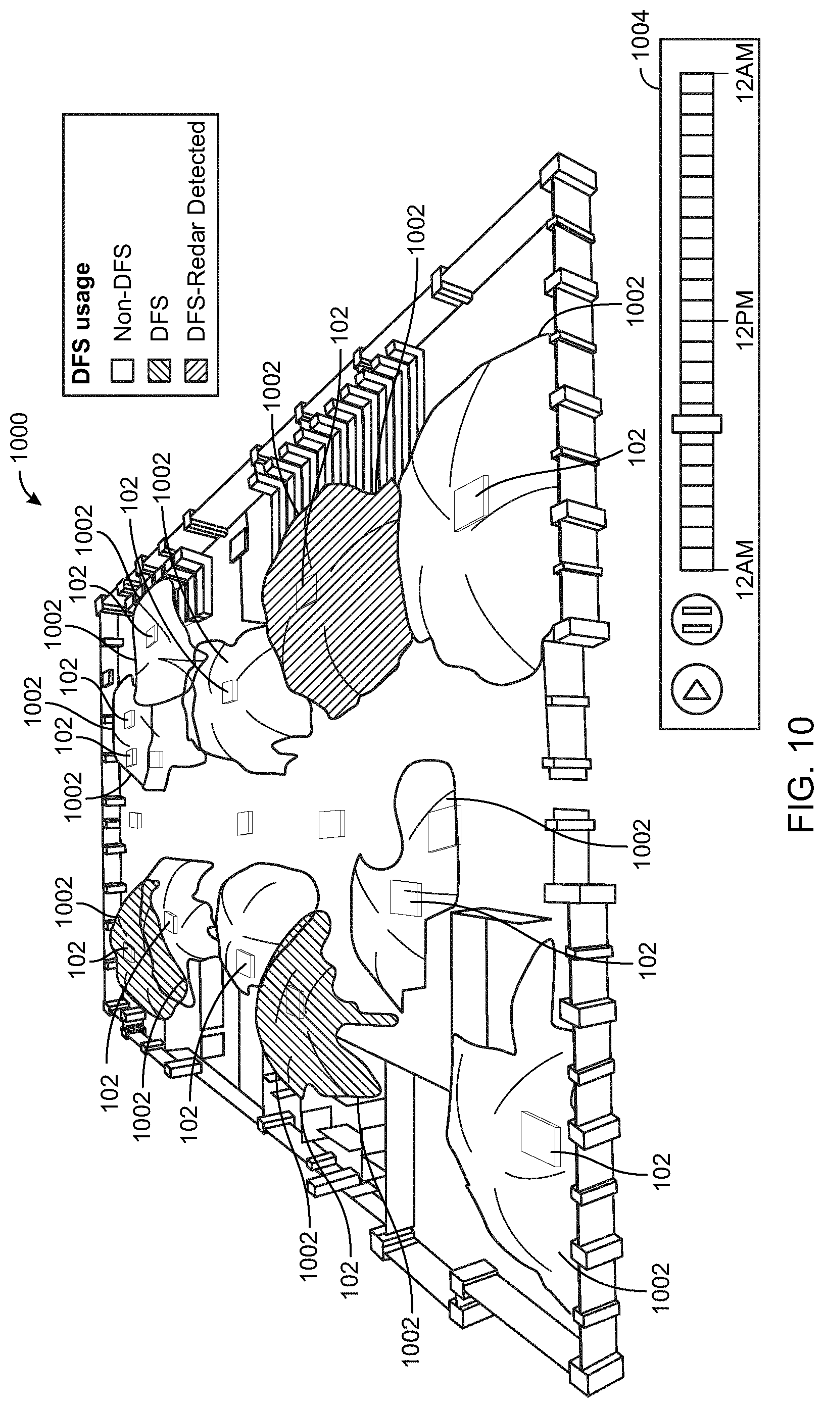 Patent US11785477 Figure 10 – Three-dimensional visualization of Wi-Fi signal propagation based on telemetry data