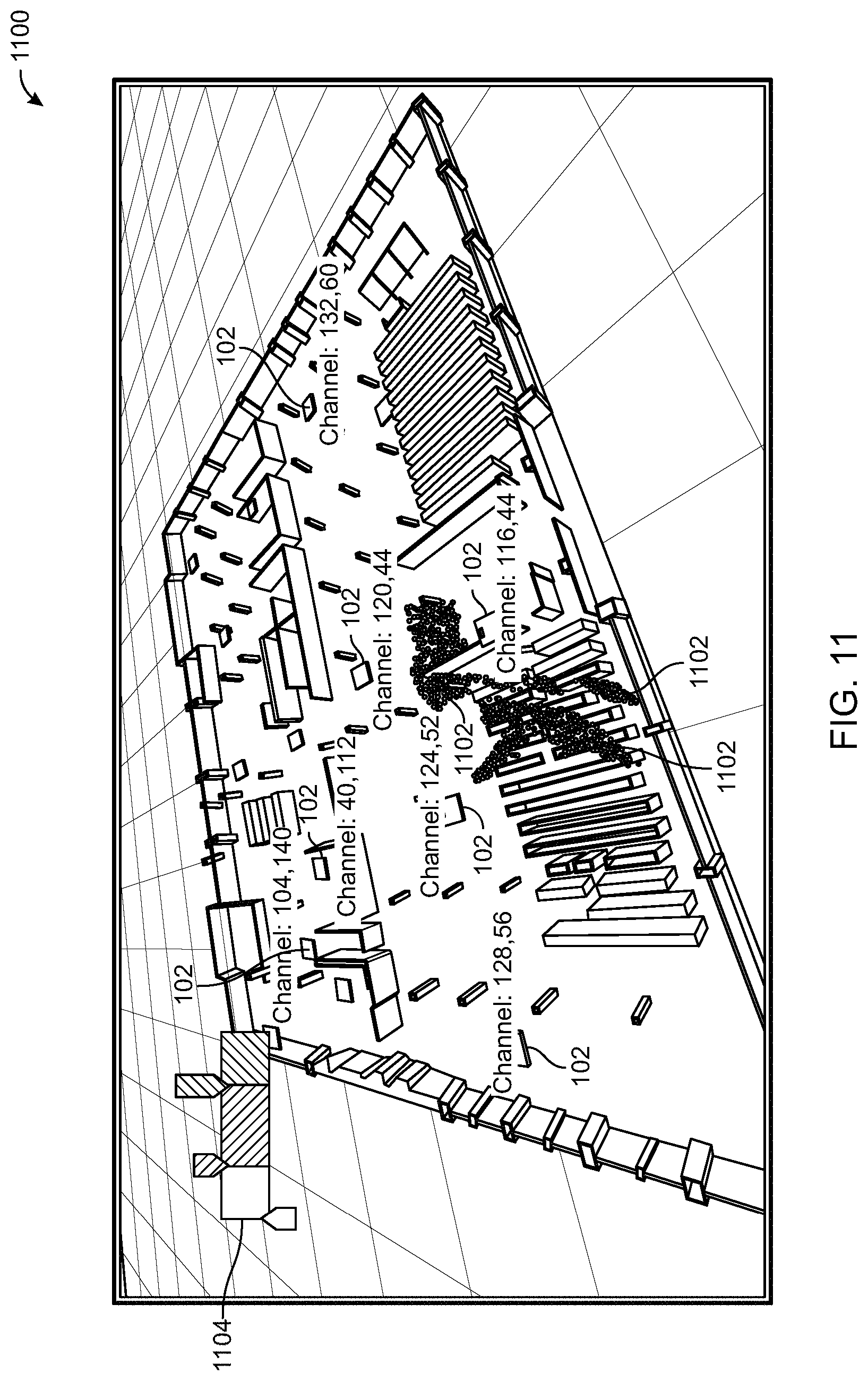 Patent US11785477 Figure 11 – Three-dimensional visualization of Wi-Fi signal propagation based on telemetry data