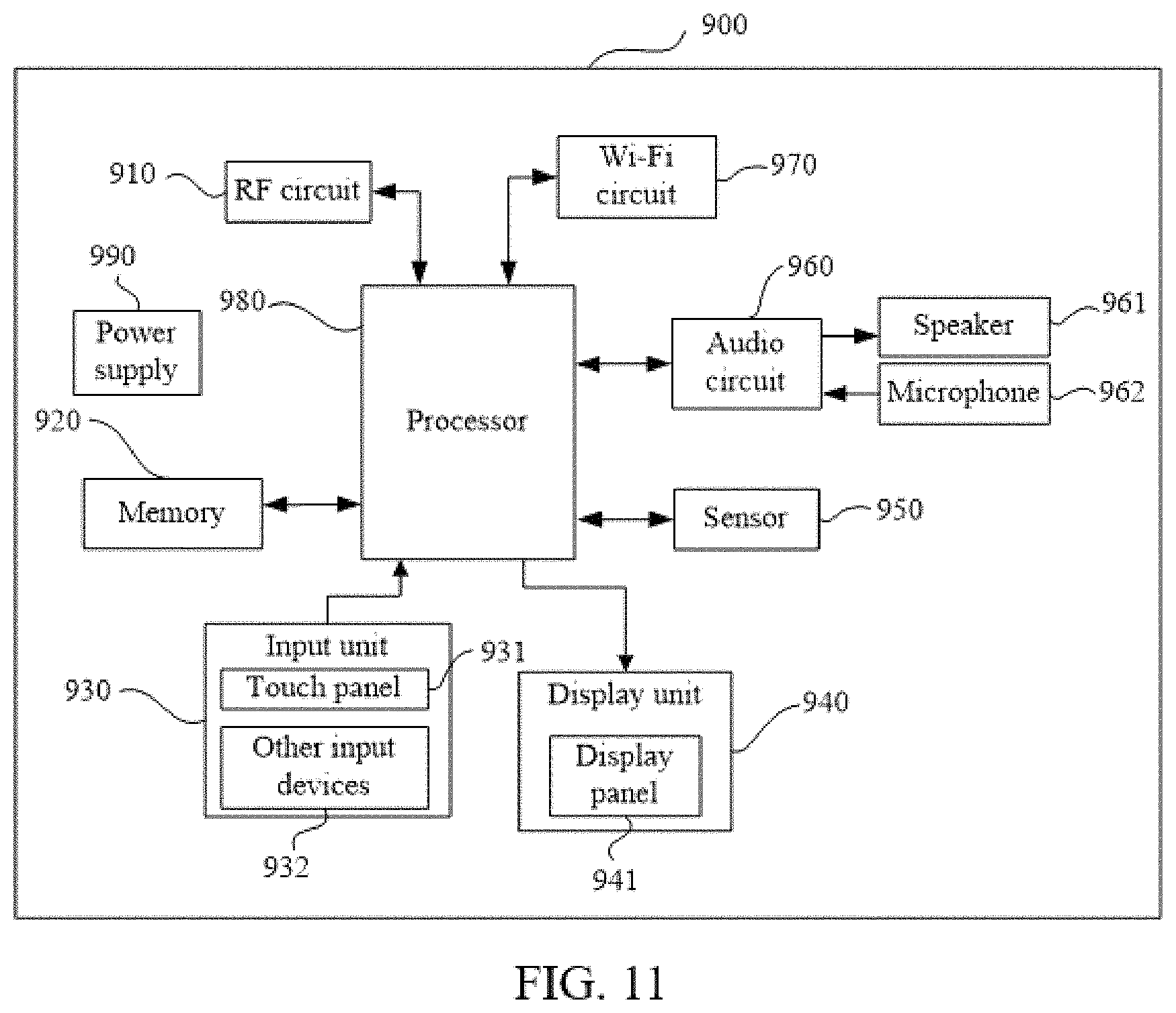 Patent US11785559 Figure 11 – Antenna control method and system and electronic device