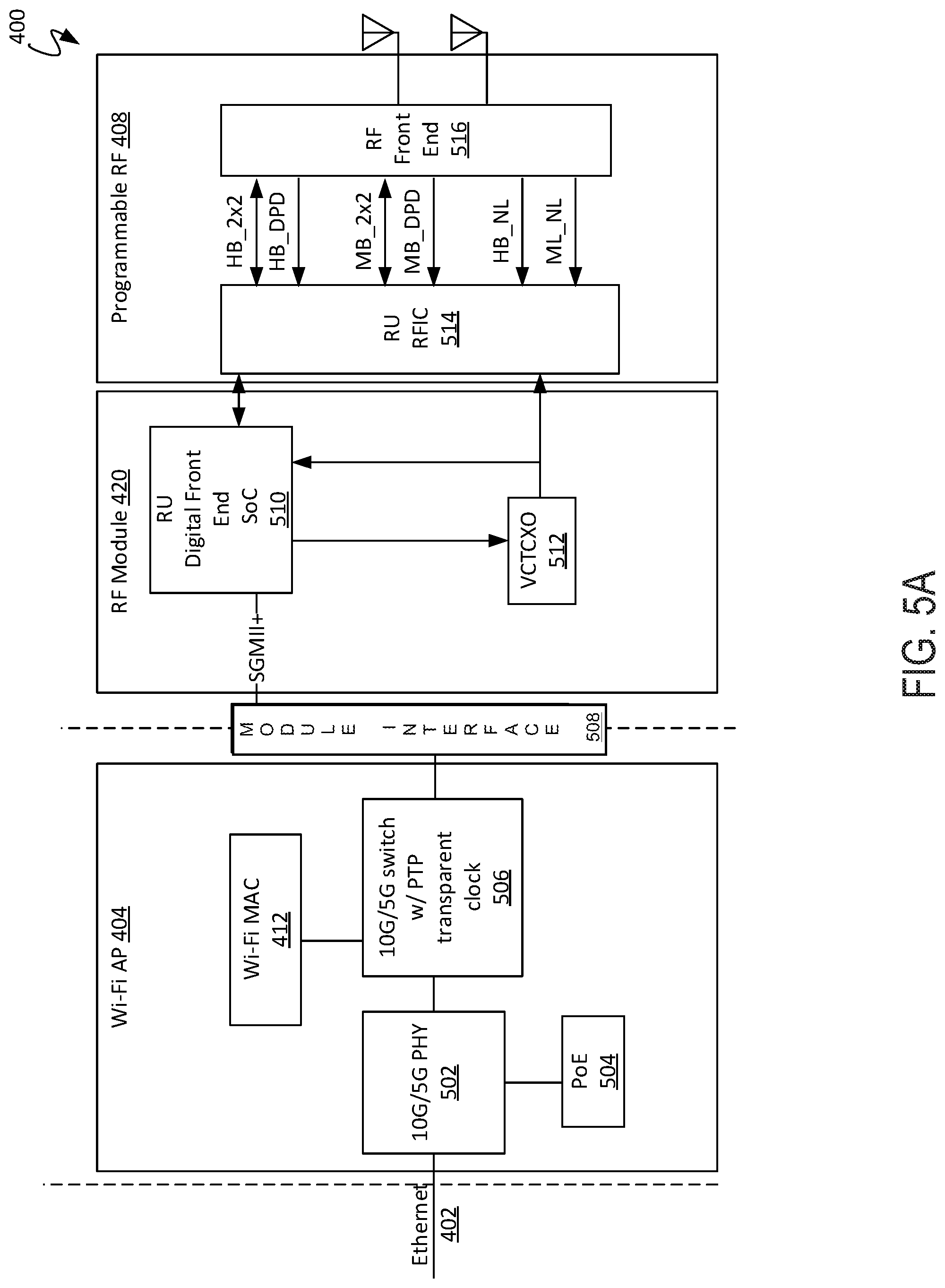 Patent US11785670 Figure 6 – Integration of a Wi-Fi access point with a cellular radio unit