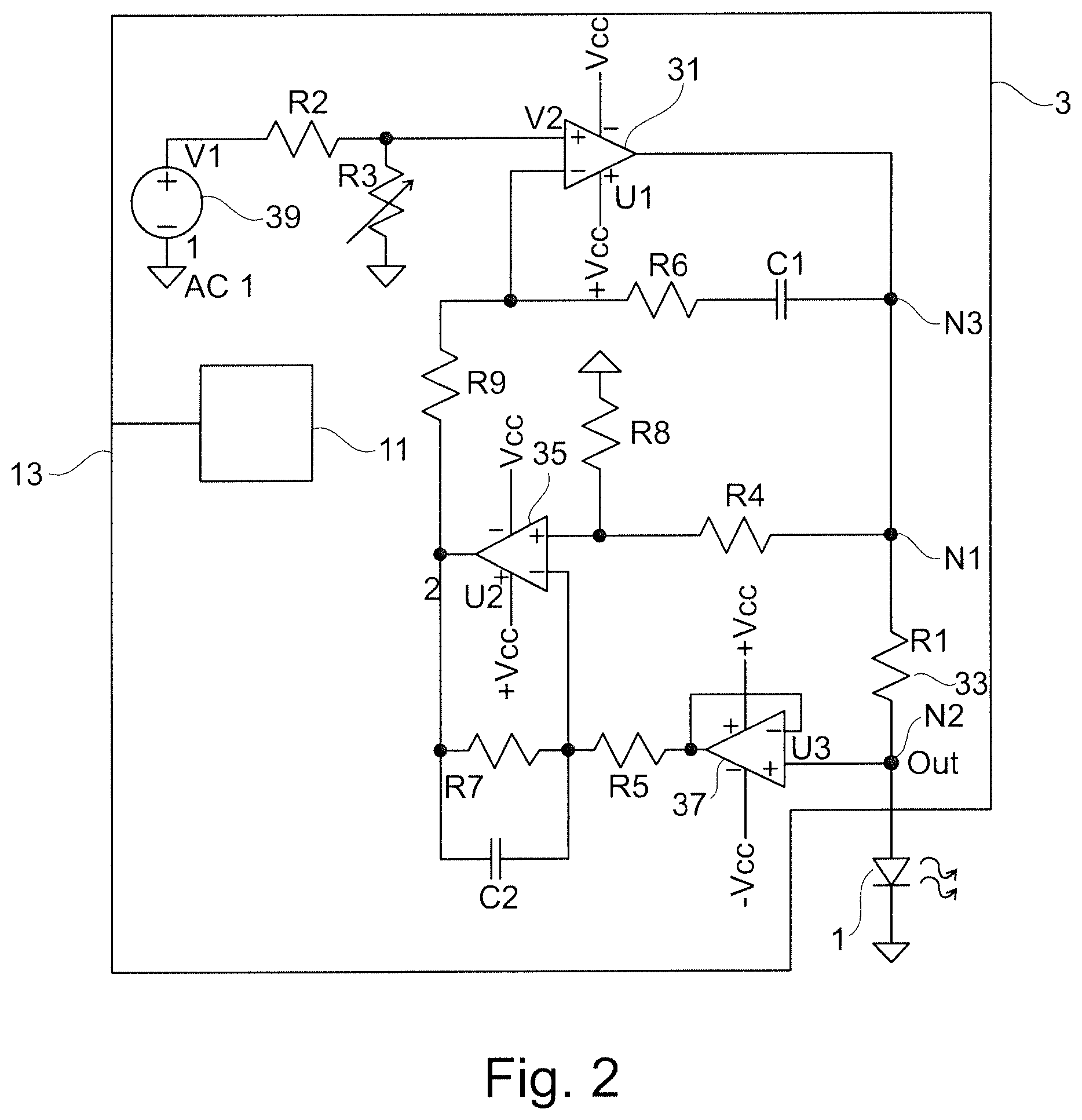 Patent US11785683 Figure 2 – Calibration device for an optical detector and setting device for setting calibration points for the calibration device
