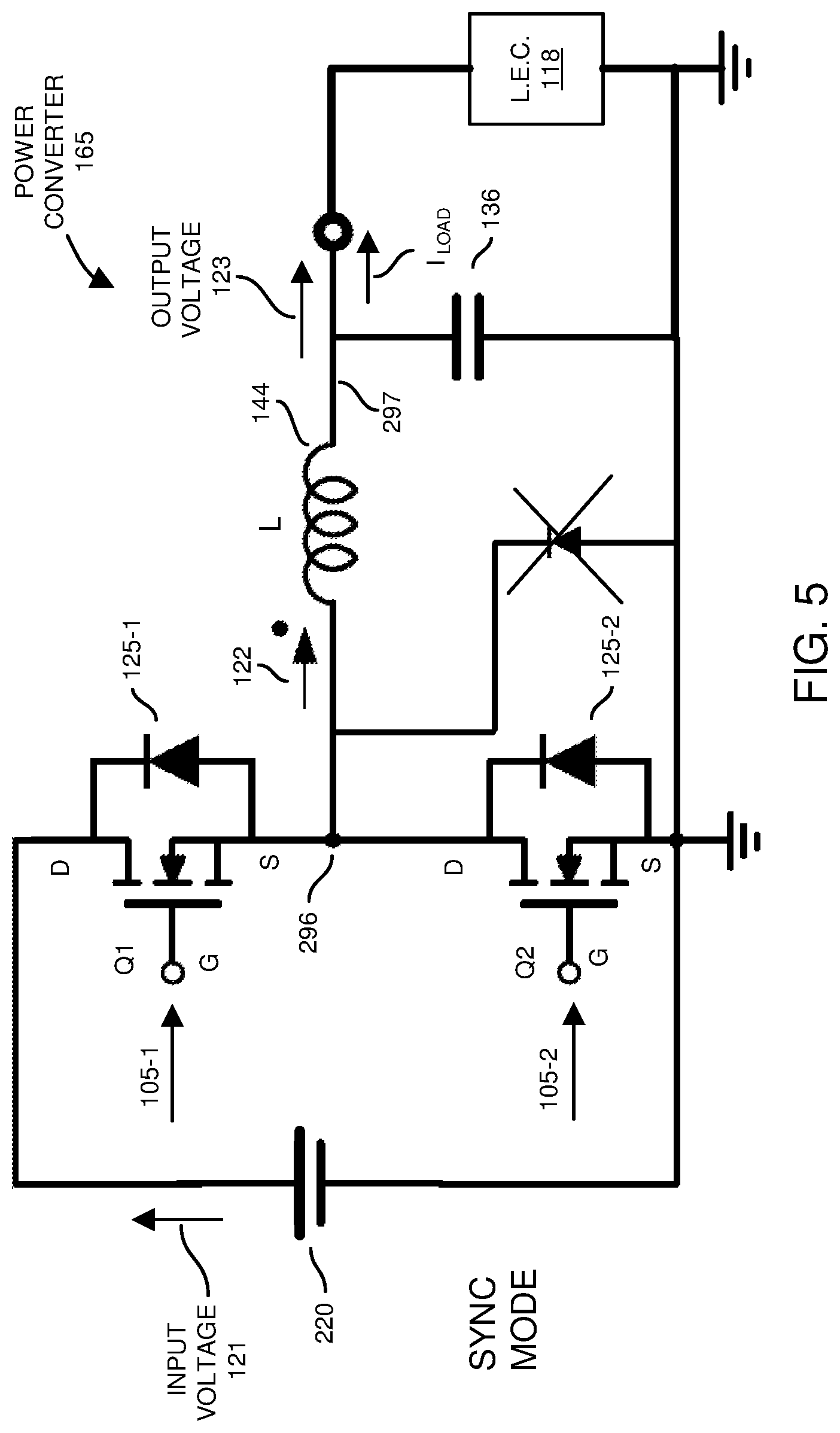 Patent US11785687 Figure 5 – Power converter and synchronous-asynchronous mode control