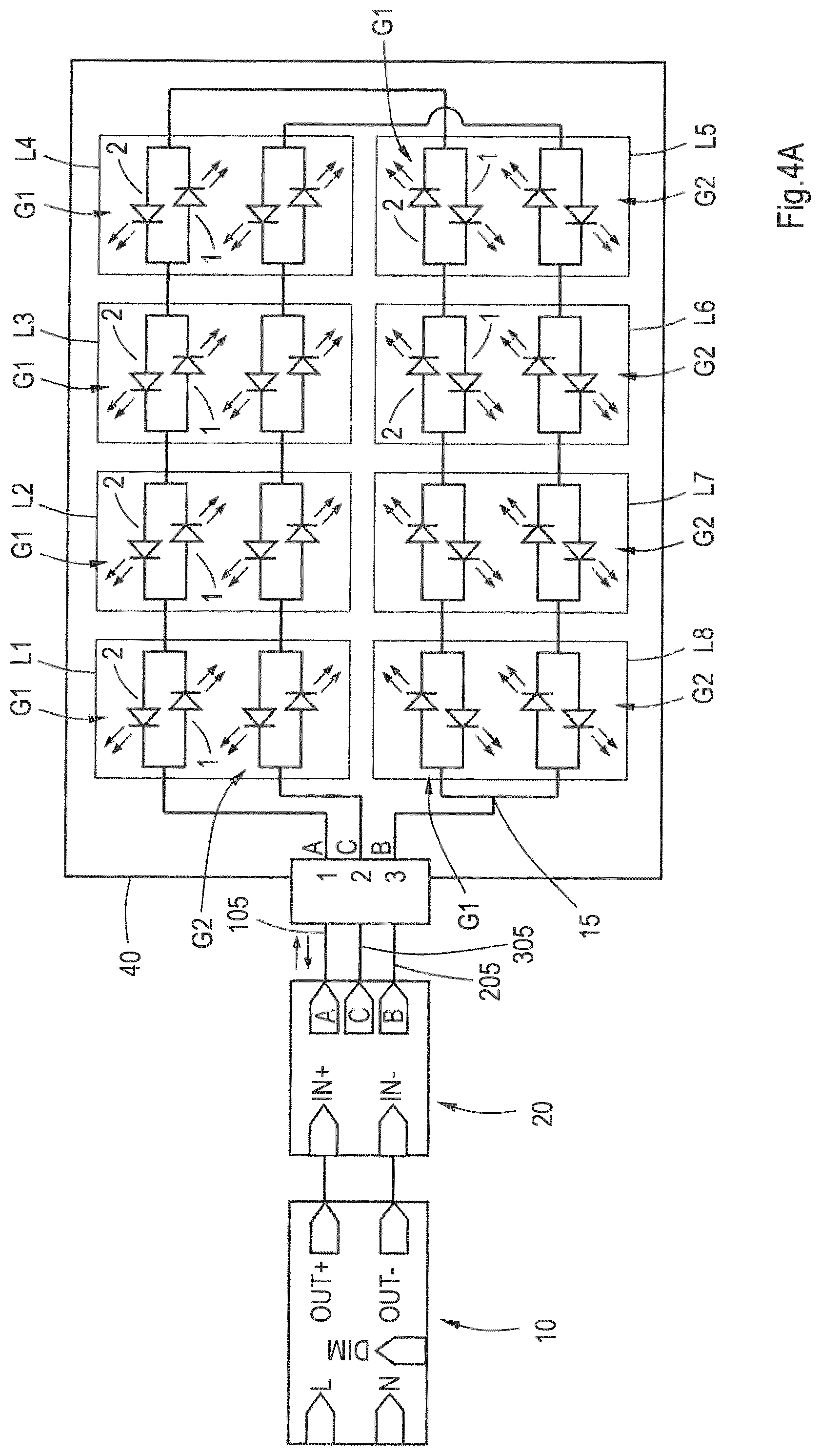 Patent US11785689 Figure 4 – Light system with anti-parallel LEDs