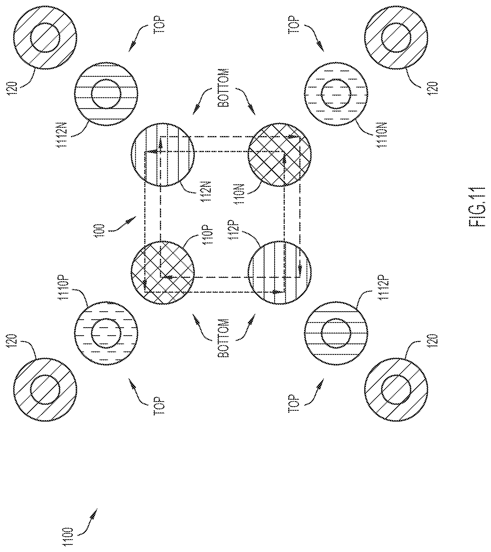 Patent US11785706 Figure 12 – Interlaced crosstalk controlled traces, vias, and capacitors