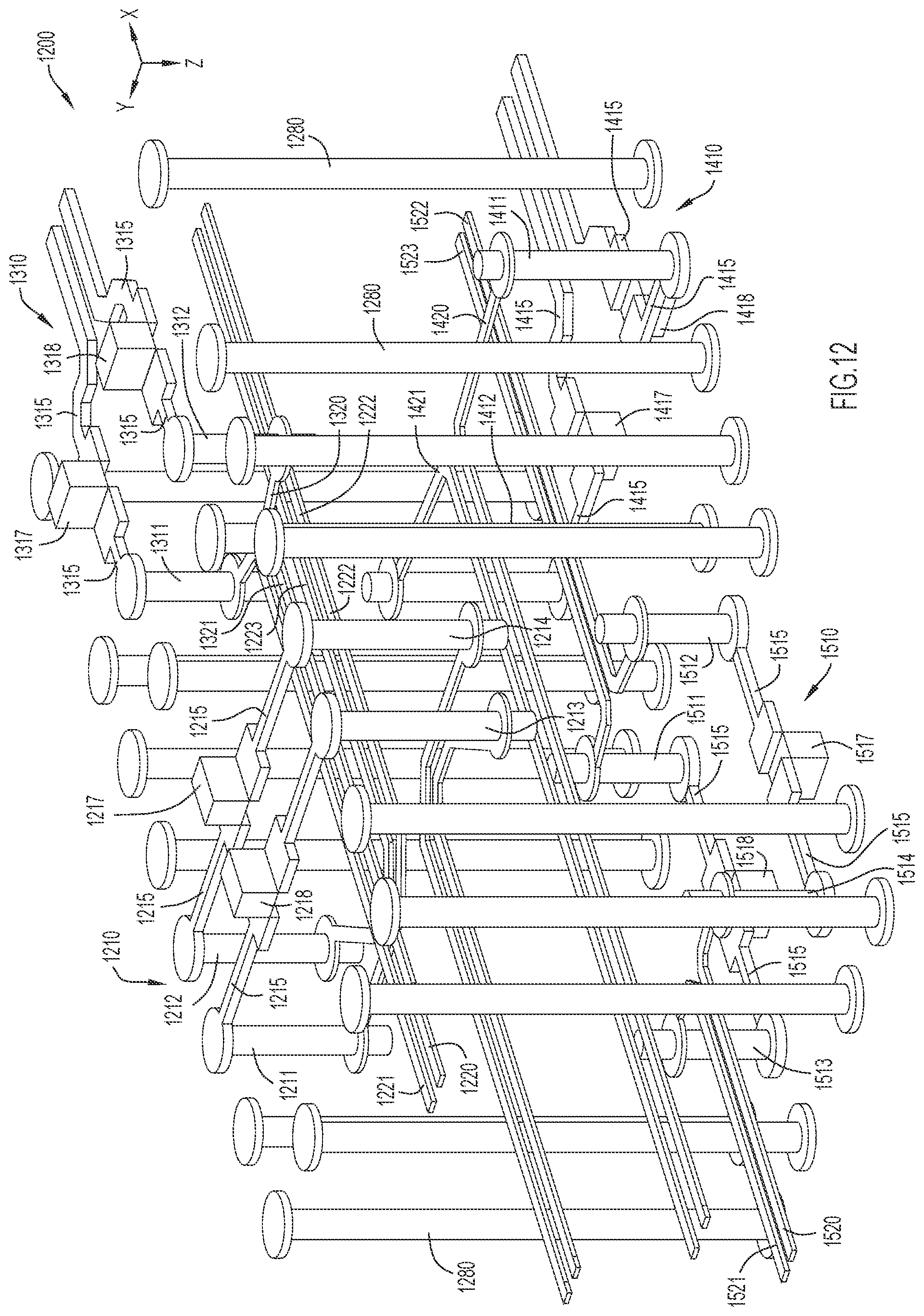 Patent US11785706 Figure 13 – Interlaced crosstalk controlled traces, vias, and capacitors