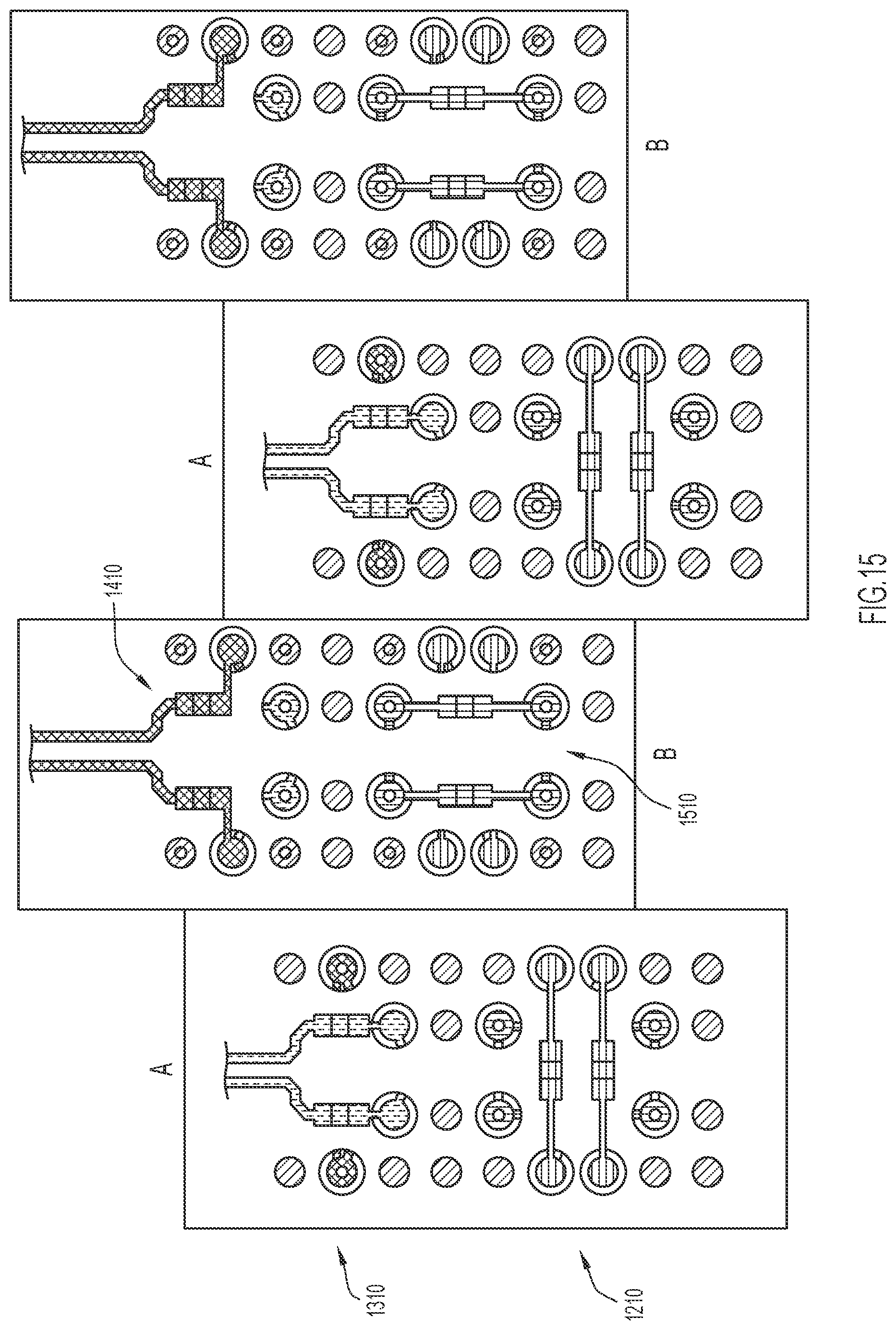 Patent US11785706 Figure 16 – Interlaced crosstalk controlled traces, vias, and capacitors