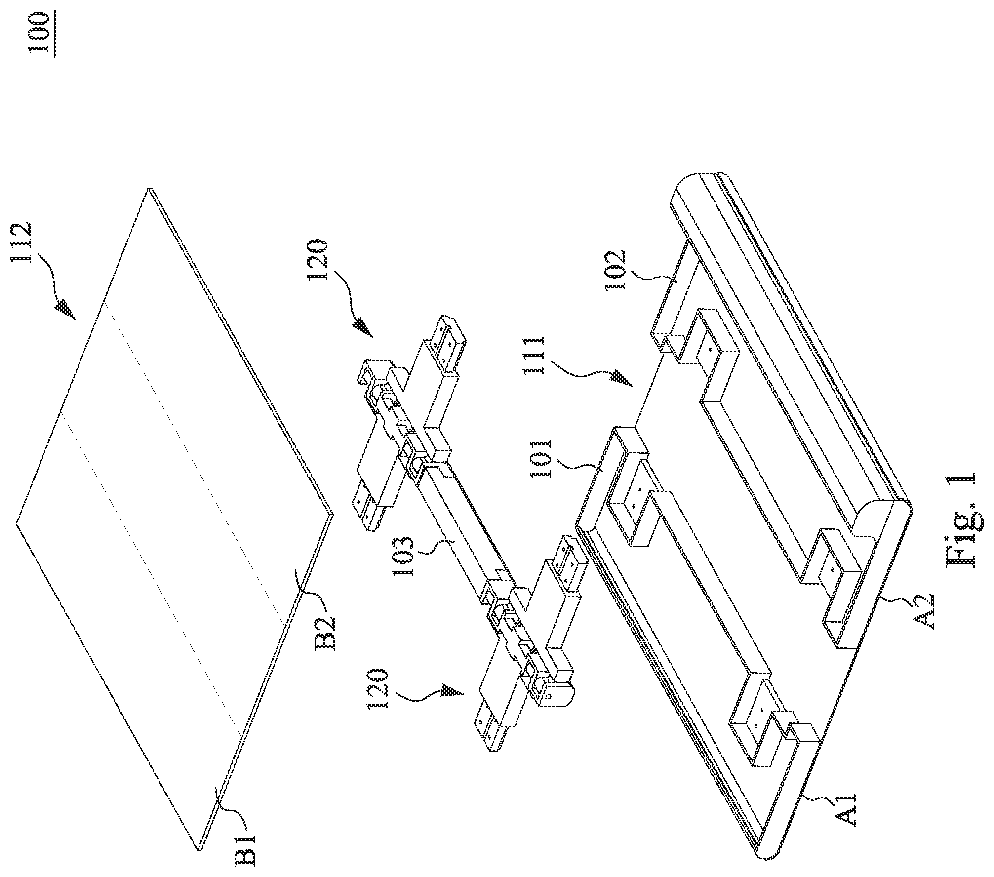 Patent US11785730 Figure 1 – Foldable electronic device including a chain and at least one elastic padding