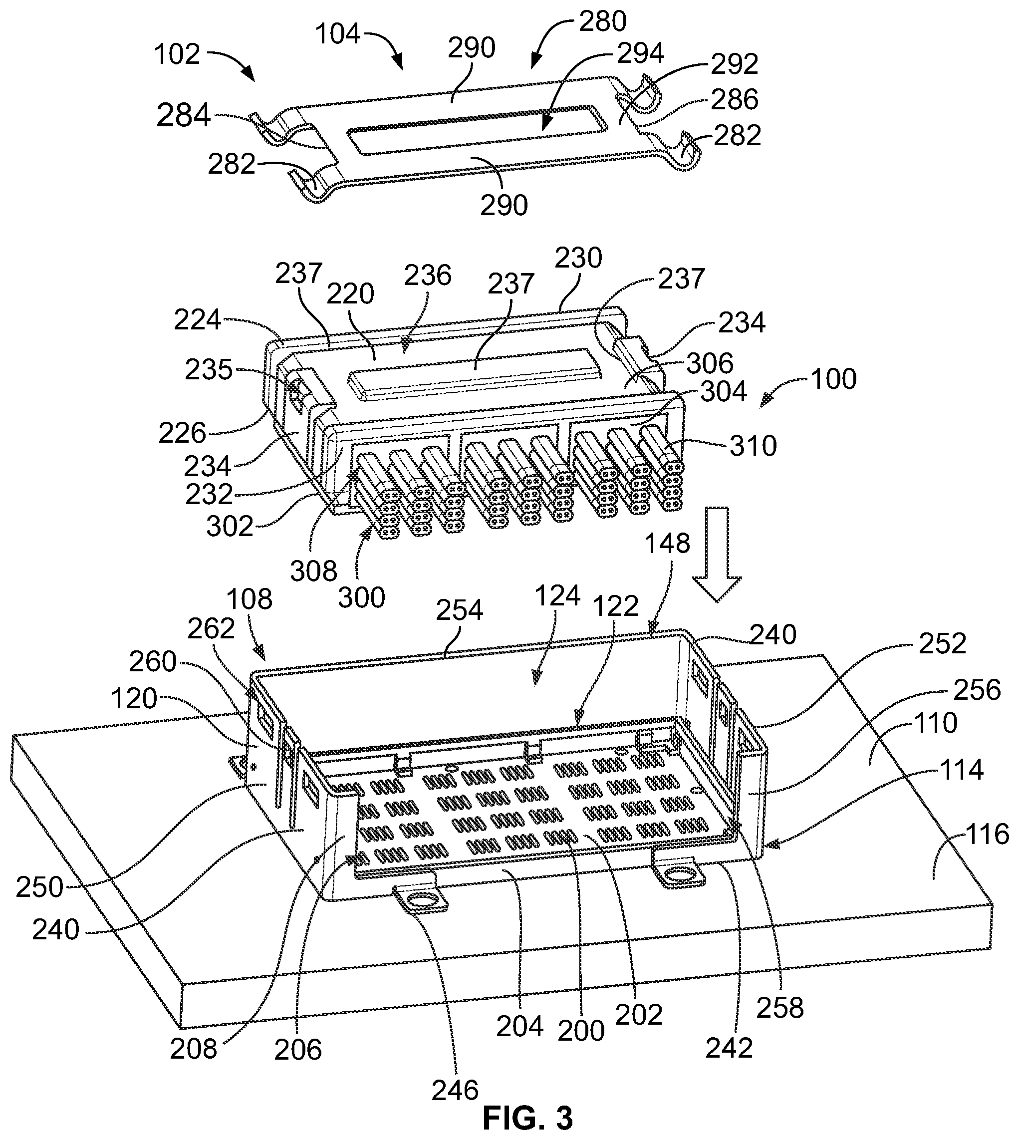 Patent US11785731 Figure 3 – Cable assembly for a cable connector module