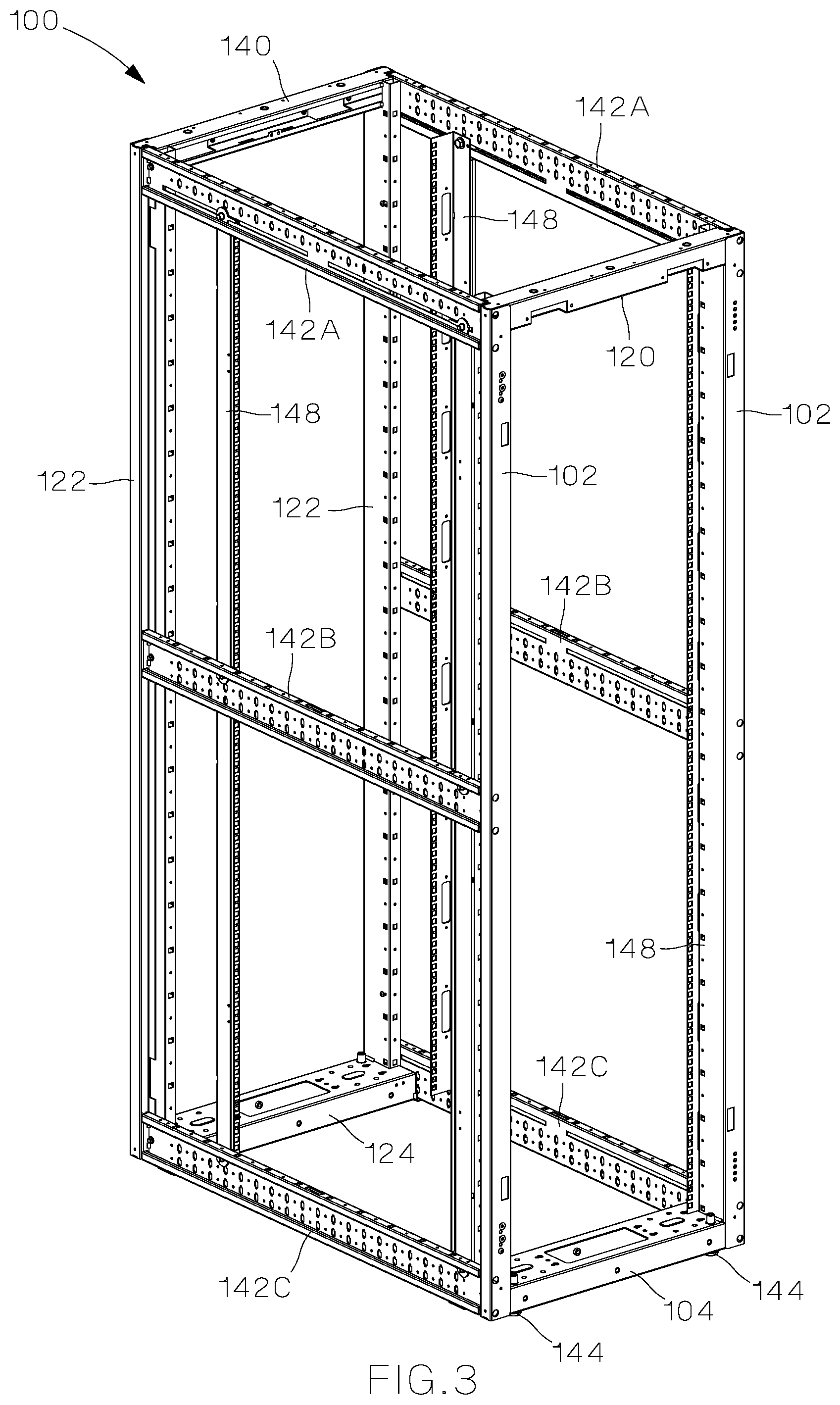 Patent US11785734 Figure 3 – Data center cabinet and top caps for a data center cabinet