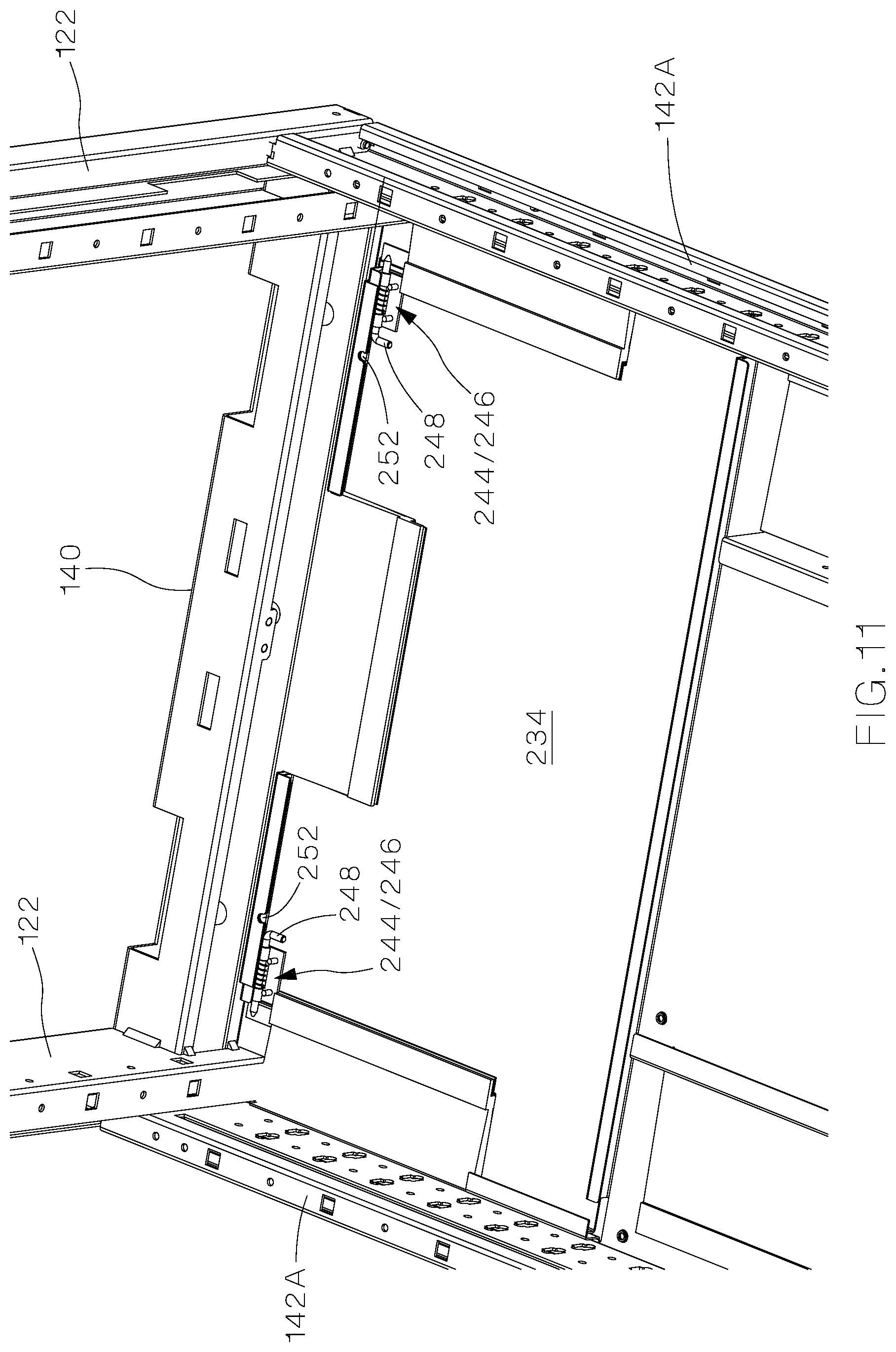 Patent US11785734 Figure 11 – Data center cabinet and top caps for a data center cabinet
