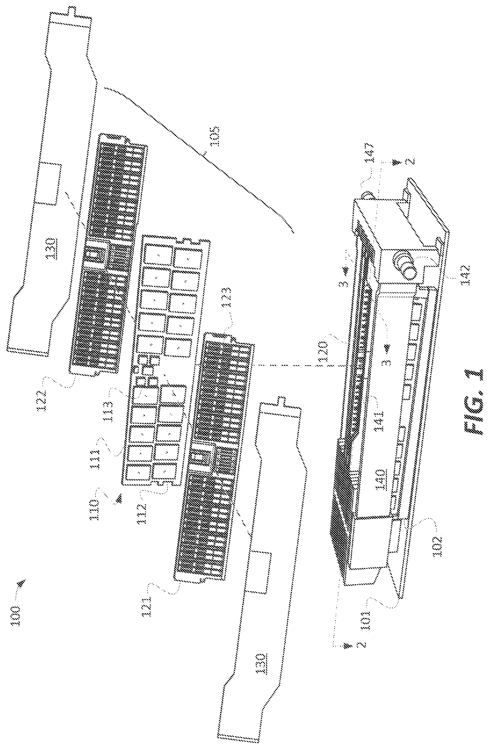 Patent US11785743 Figure 1 – Temperature control of closely packed electronic assemblies