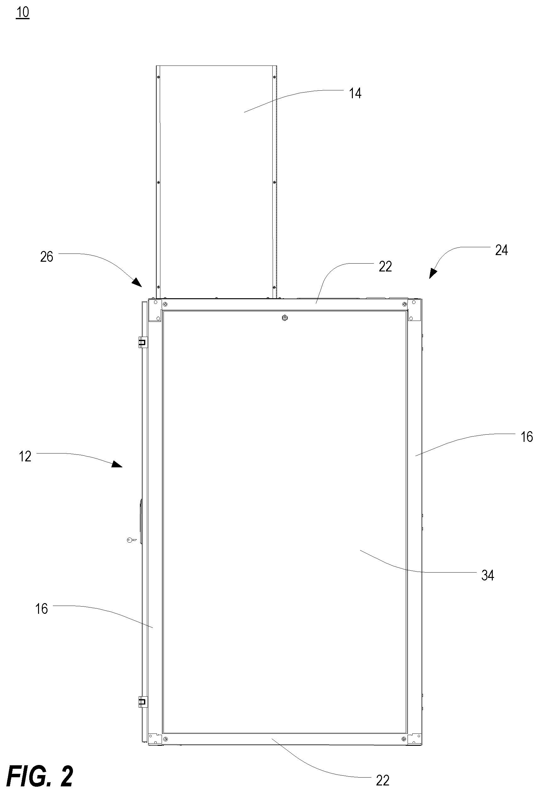 Patent US11785745 Figure 2 – Vertical exhaust duct for electronic equipment enclosure