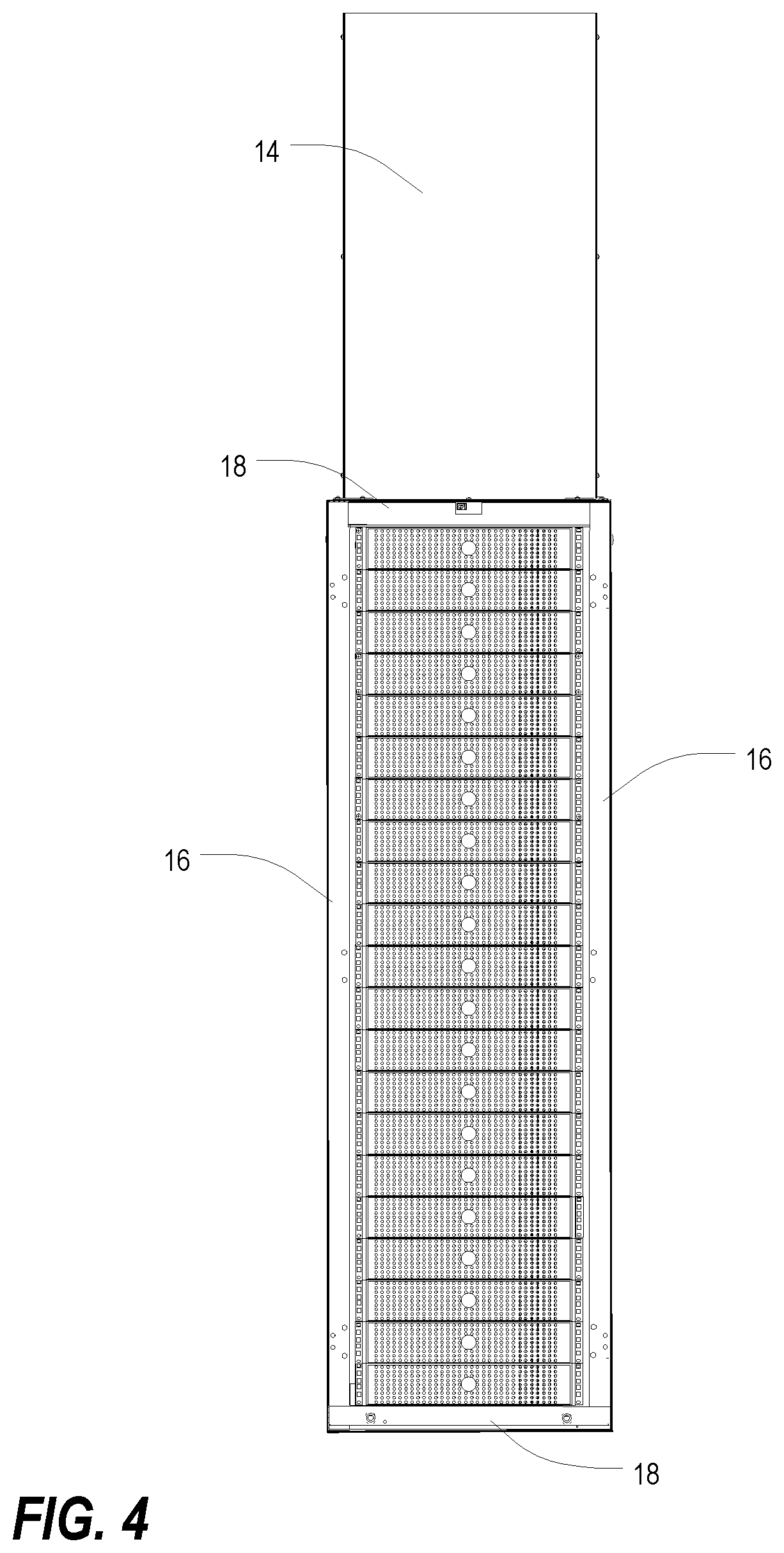 Patent US11785745 Figure 4 – Vertical exhaust duct for electronic equipment enclosure
