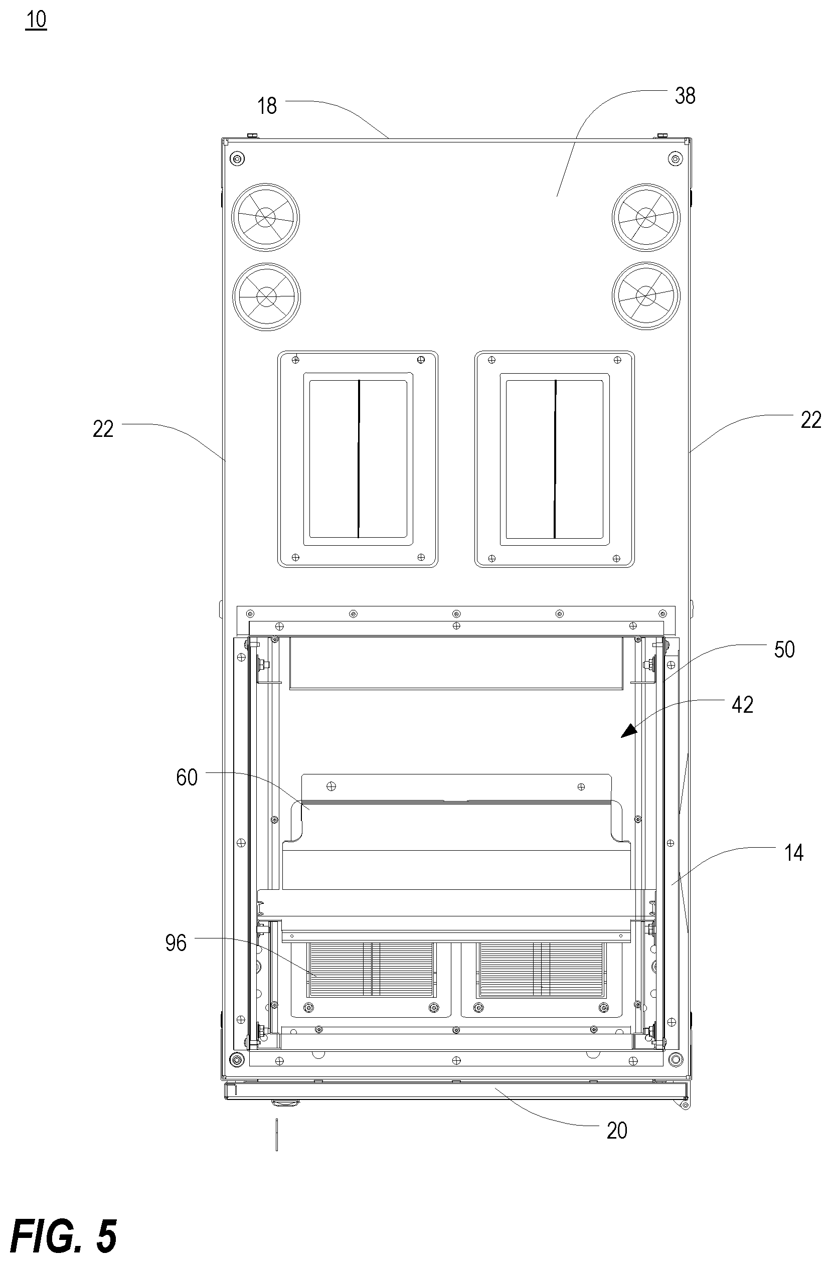 Patent US11785745 Figure 5 – Vertical exhaust duct for electronic equipment enclosure