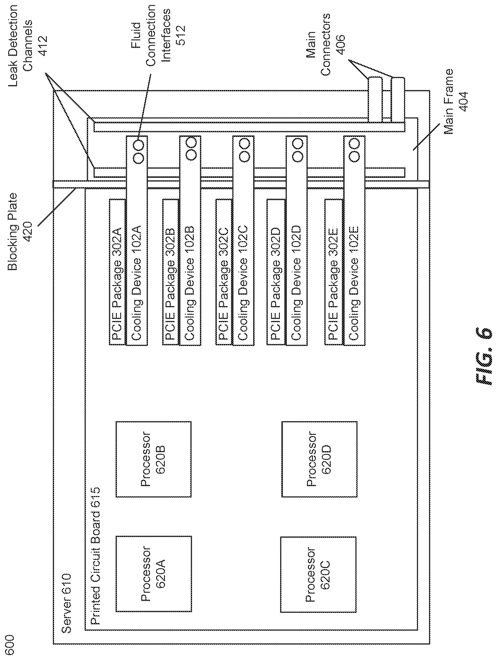 Patent US11785746 Figure 6 – Server design with high reliability cooling hardware