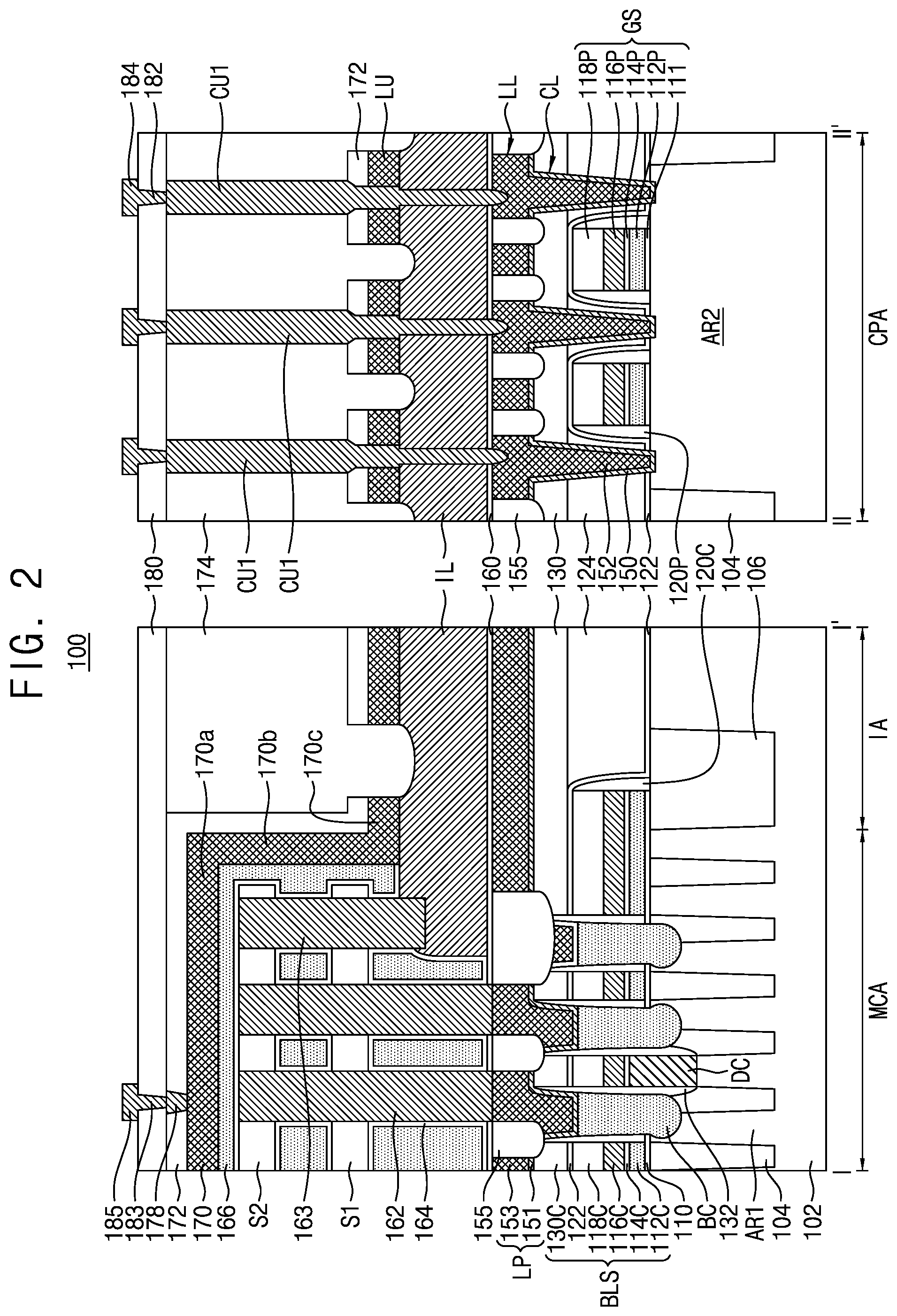 Patent US11785763 Figure 2 – Semiconductor devices having contact plugs