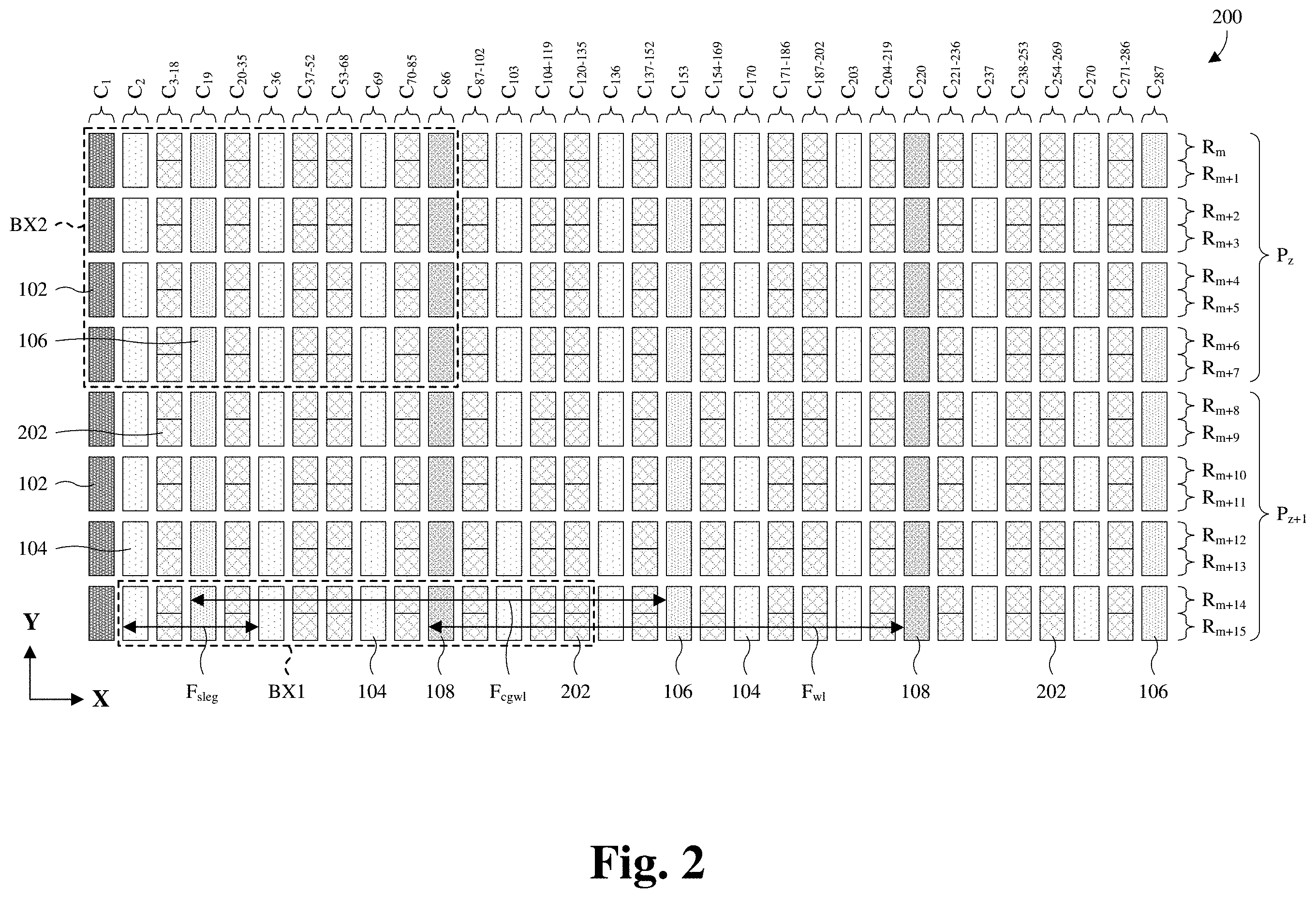 Patent US11785770 Figure 2 – Strap-cell architecture for embedded memory