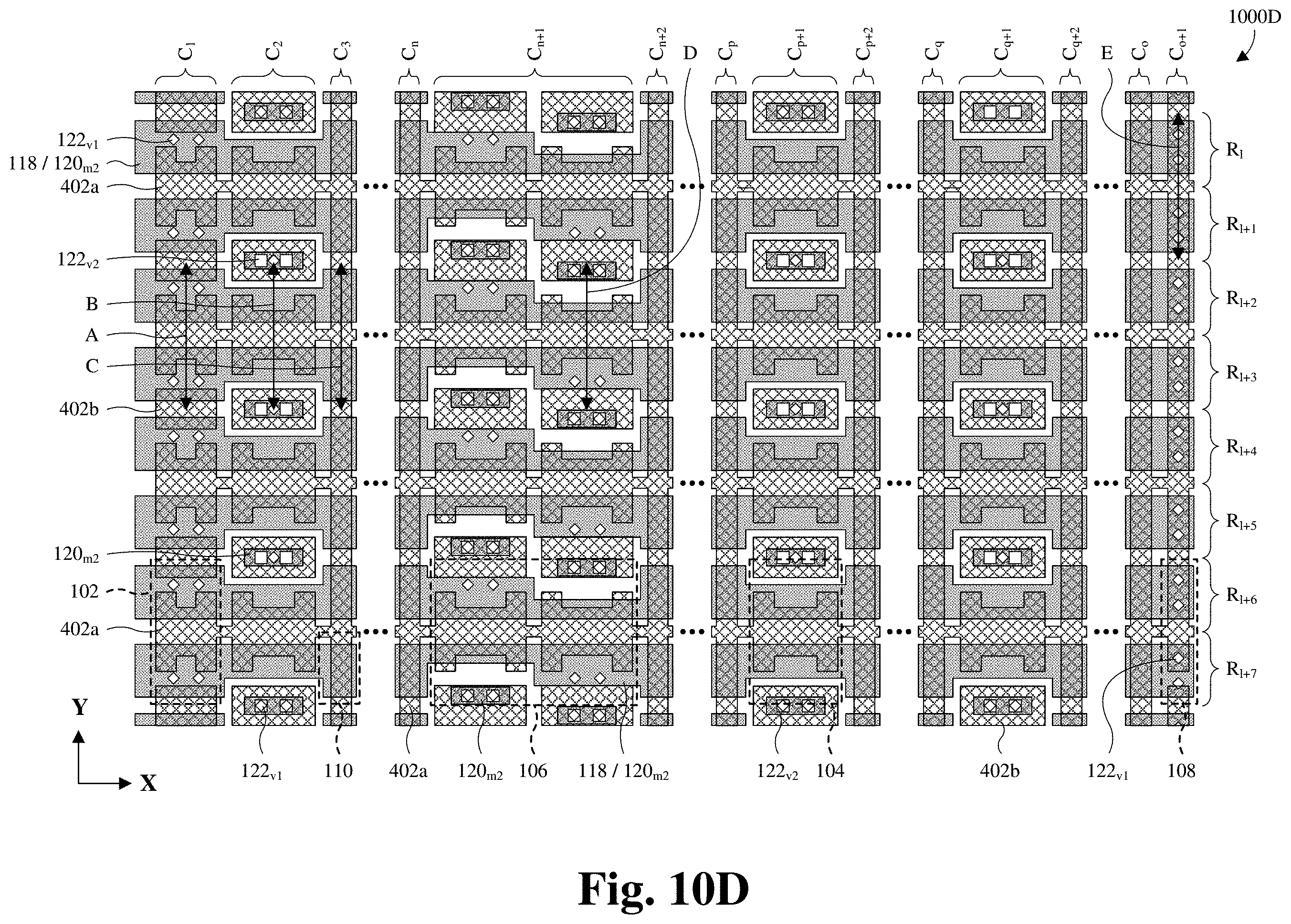 Patent US11785770 Figure 13 – Strap-cell architecture for embedded memory