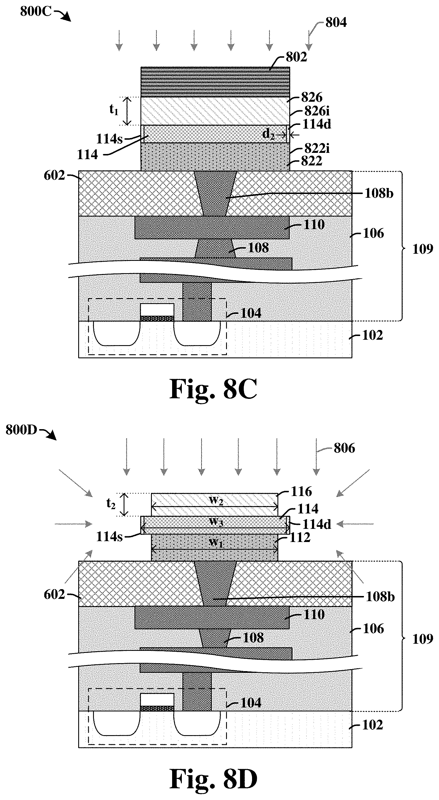 Patent US11785777 Figure 7 – FeRAM MFM structure with selective electrode etch