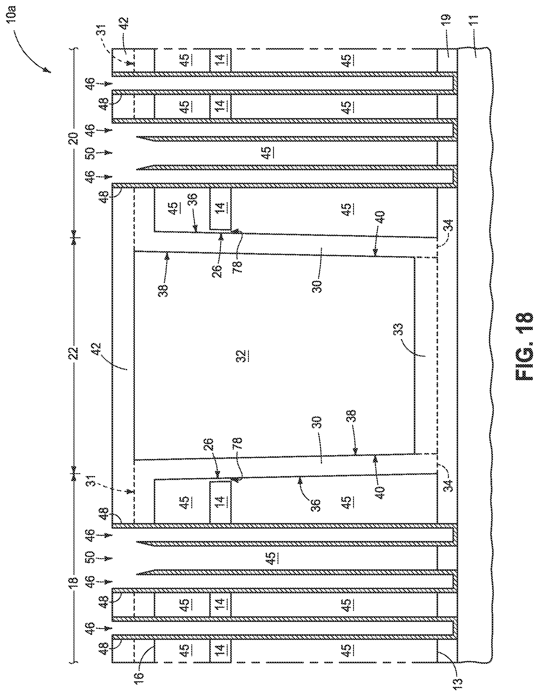 Patent US11785781 Figure 18 – Integrated circuit constructions comprising memory and methods used in the formation of integrated circuitry comprising memory