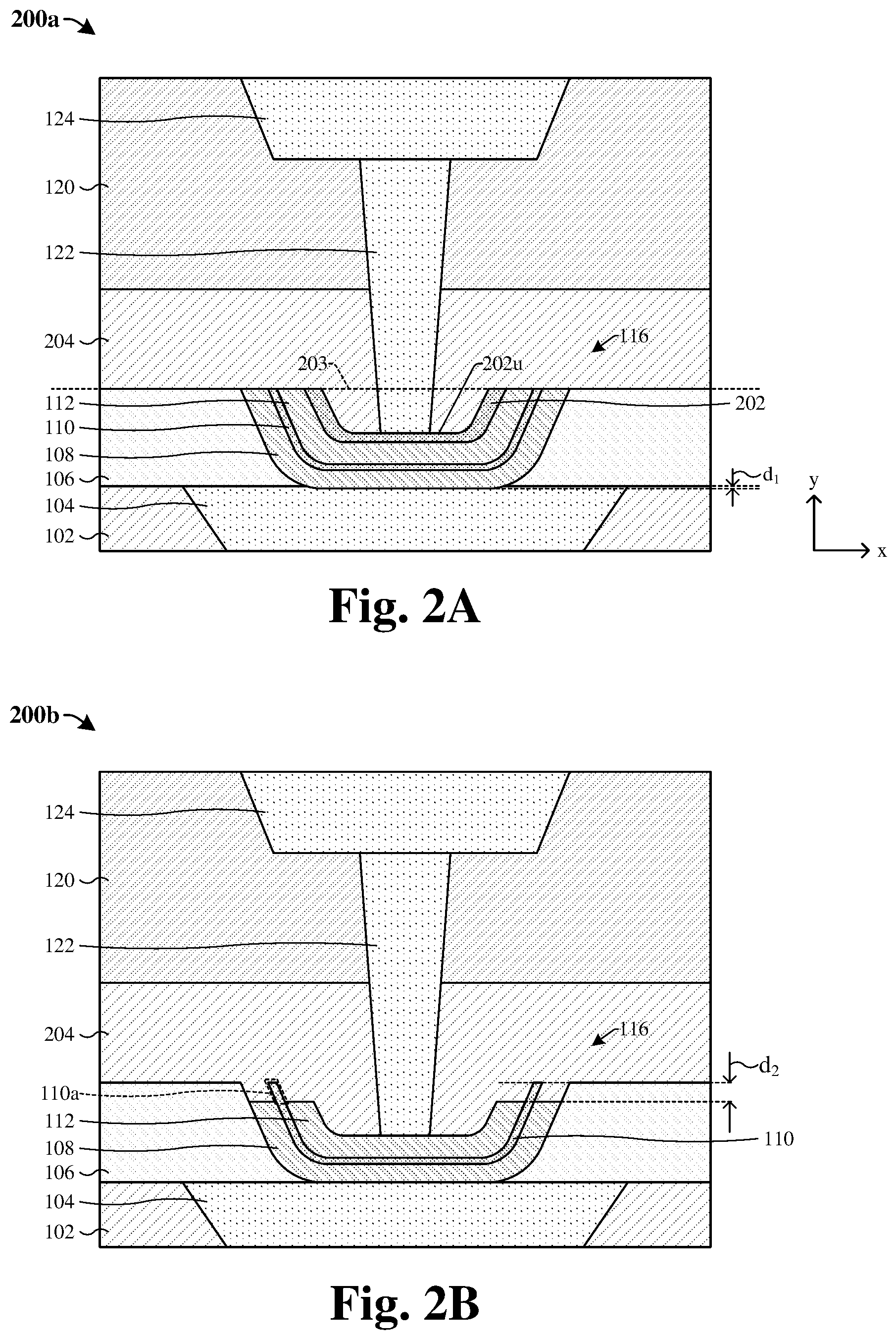 Patent US11785786 Figure 2 – Trench formation scheme for programmable metallization cell to prevent metal redeposit