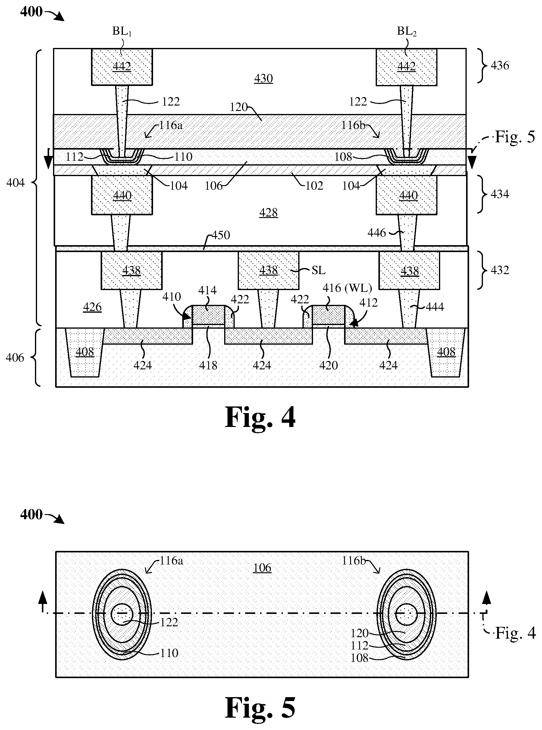 Patent US11785786 Figure 4 – Trench formation scheme for programmable metallization cell to prevent metal redeposit