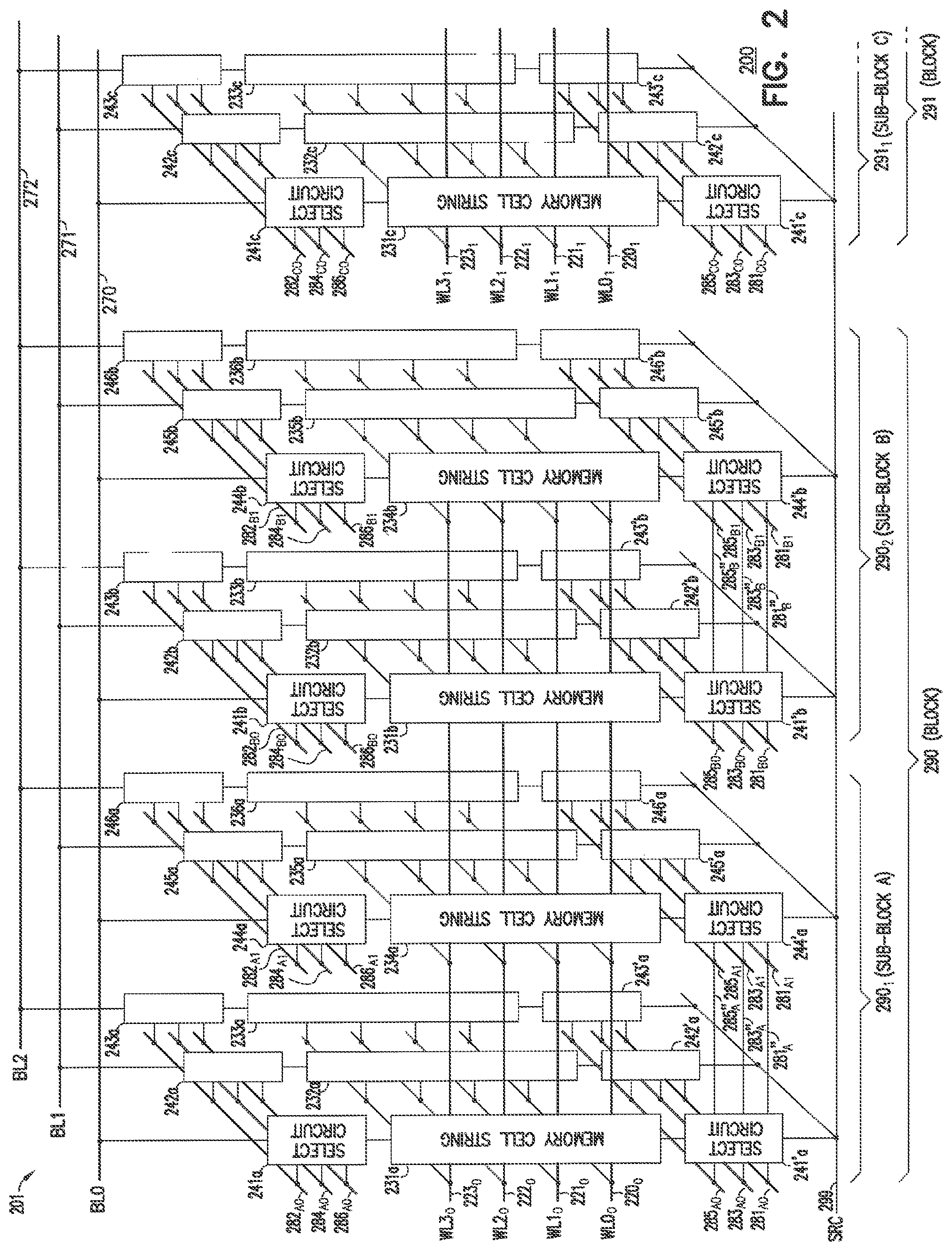Patent US11785787 Figure 2 – 3D vertical nand memory device including multiple select lines and control lines having different vertical spacing