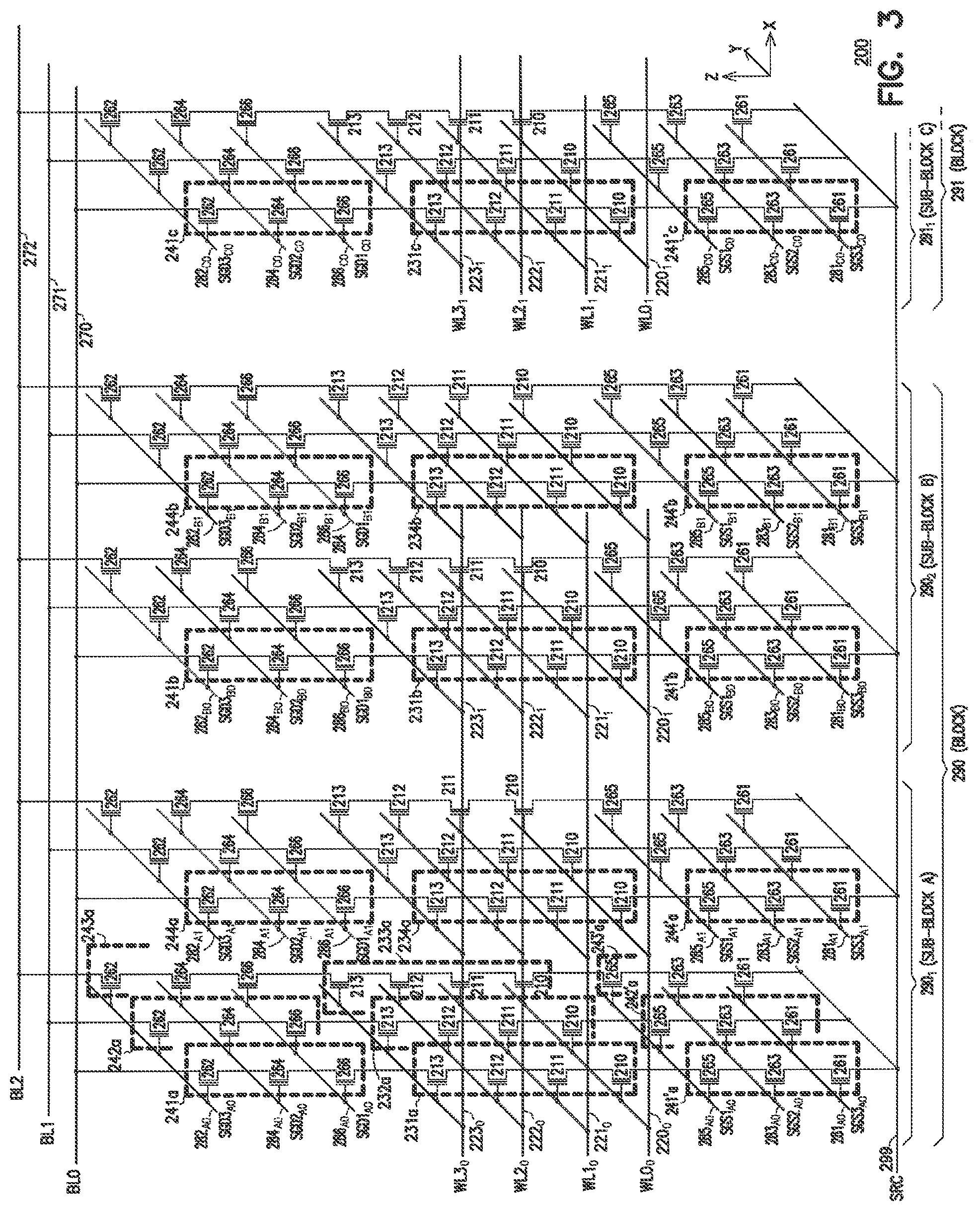 Patent US11785787 Figure 3 – 3D vertical nand memory device including multiple select lines and control lines having different vertical spacing