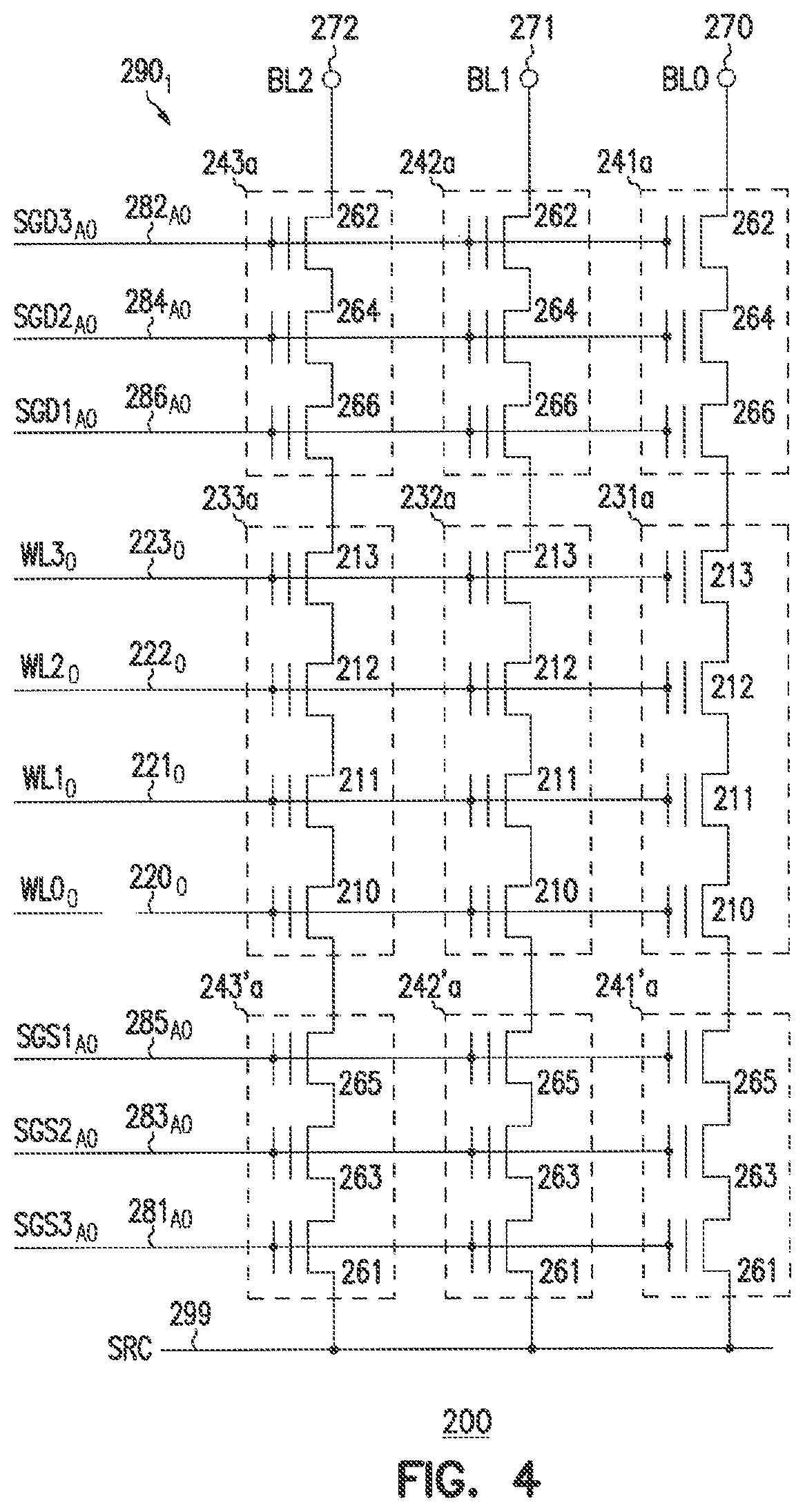 Patent US11785787 Figure 4 – 3D vertical nand memory device including multiple select lines and control lines having different vertical spacing