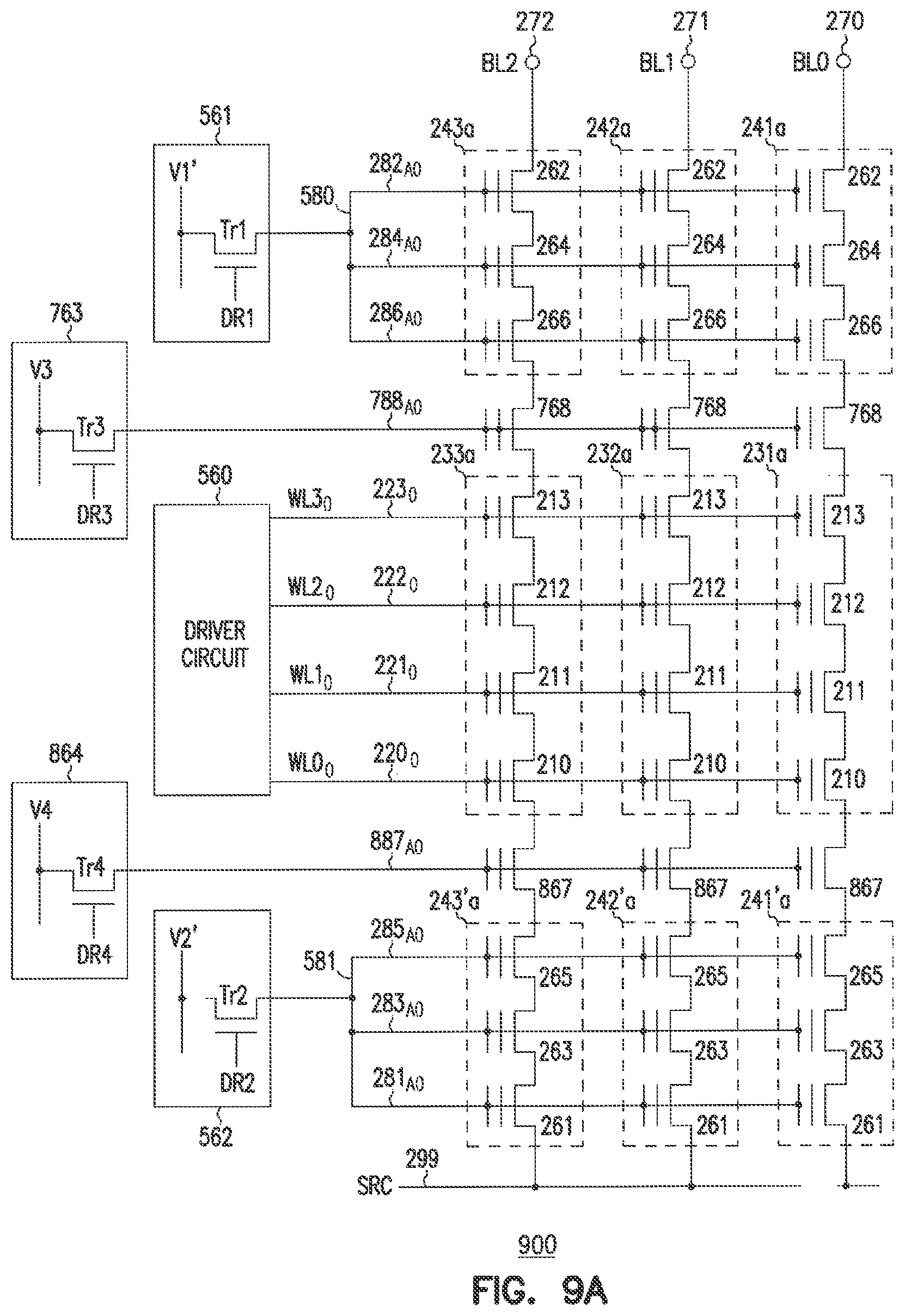 Patent US11785787 Figure 11 – 3D vertical nand memory device including multiple select lines and control lines having different vertical spacing