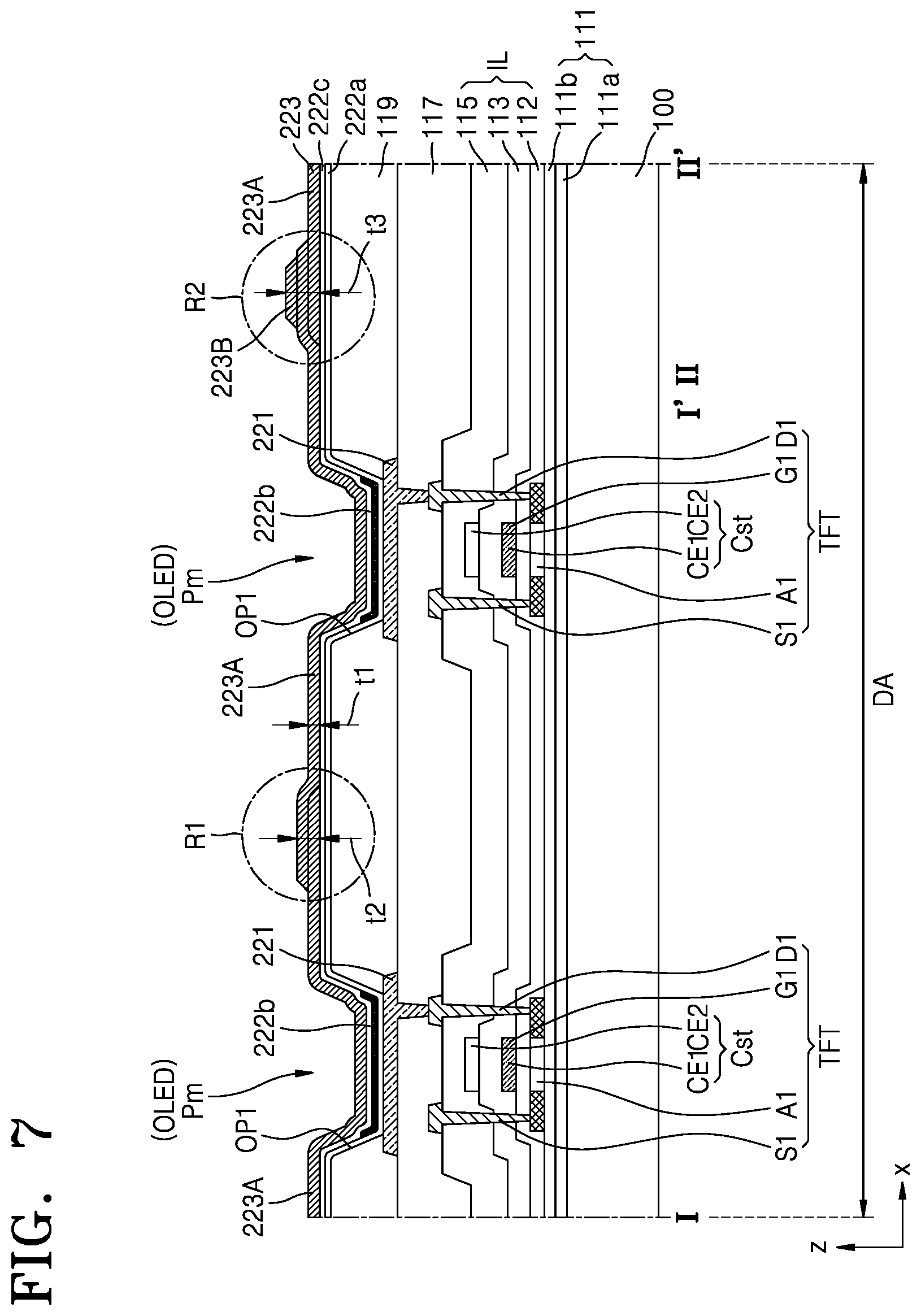 Patent US11785792 Figure 8 – Display apparatus having transmission area and method of manufacturing the same