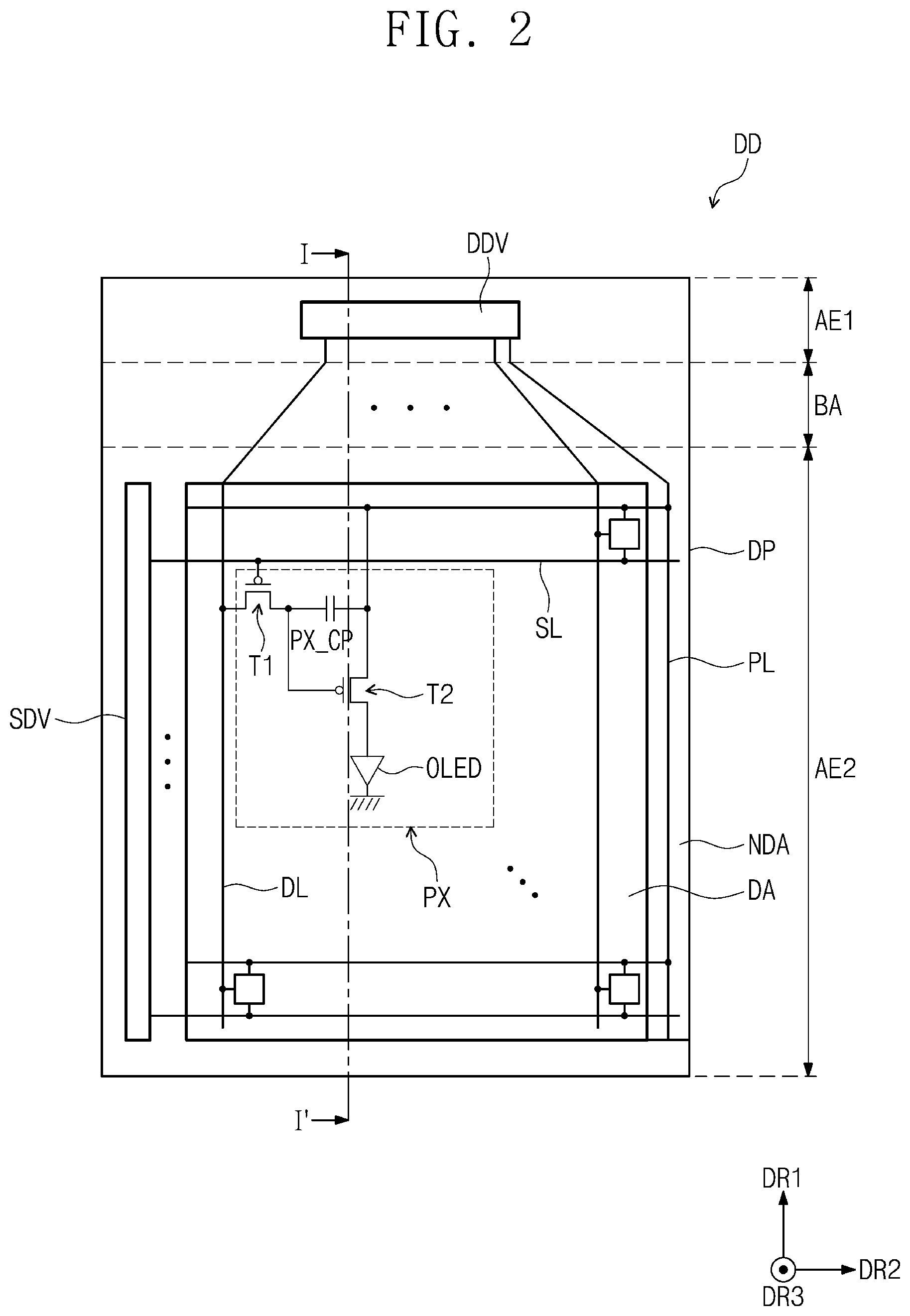 Patent US11785795 Figure 2 – Display device including protective layer below substrate