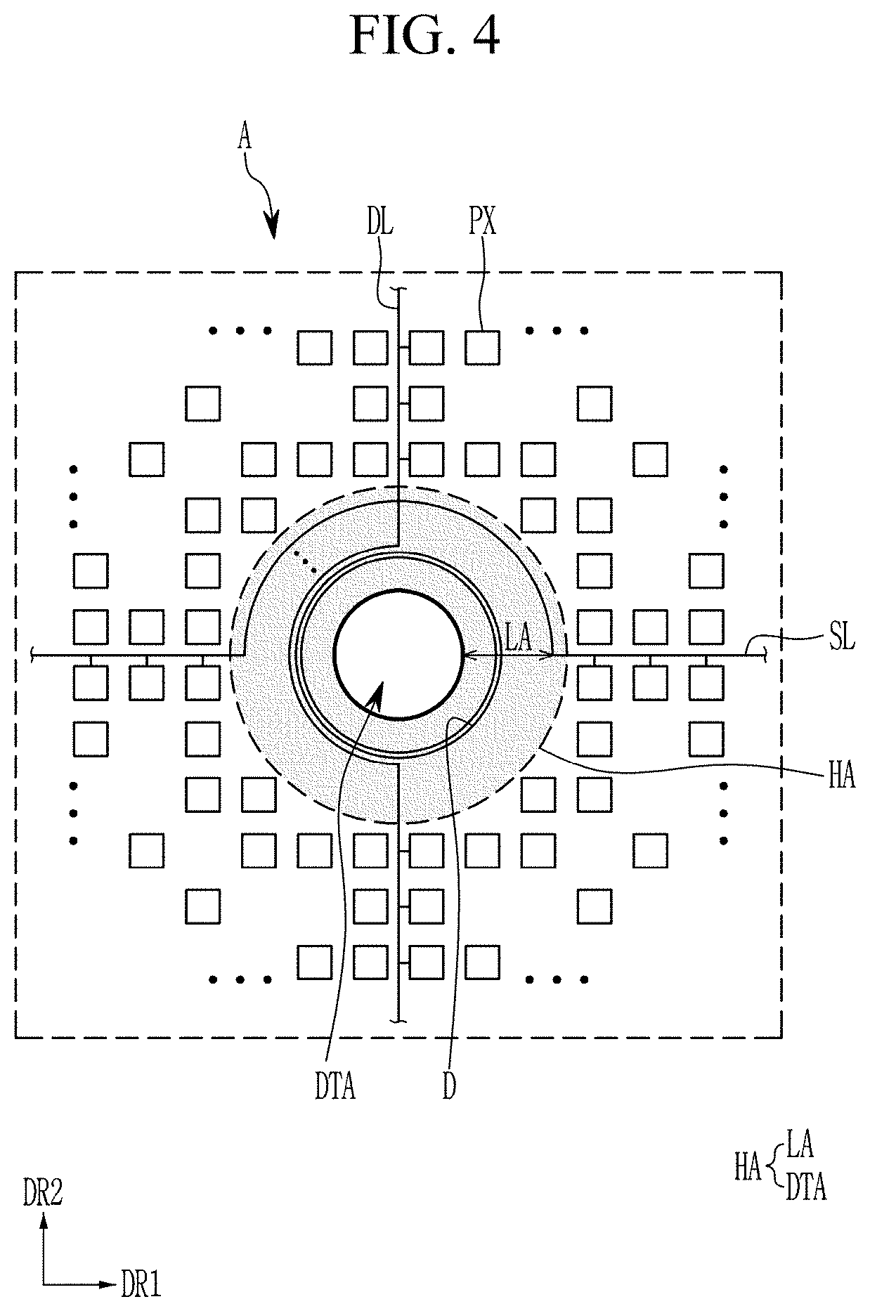 Patent US11785798 Figure 4 – Display with dam surrounding opening