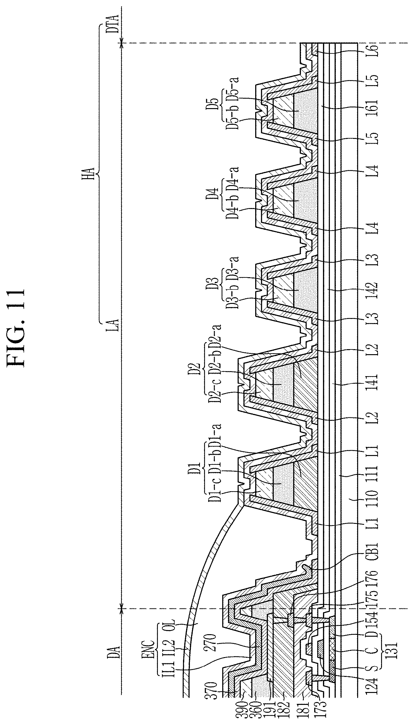 Patent US11785798 Figure 13 – Display with dam surrounding opening