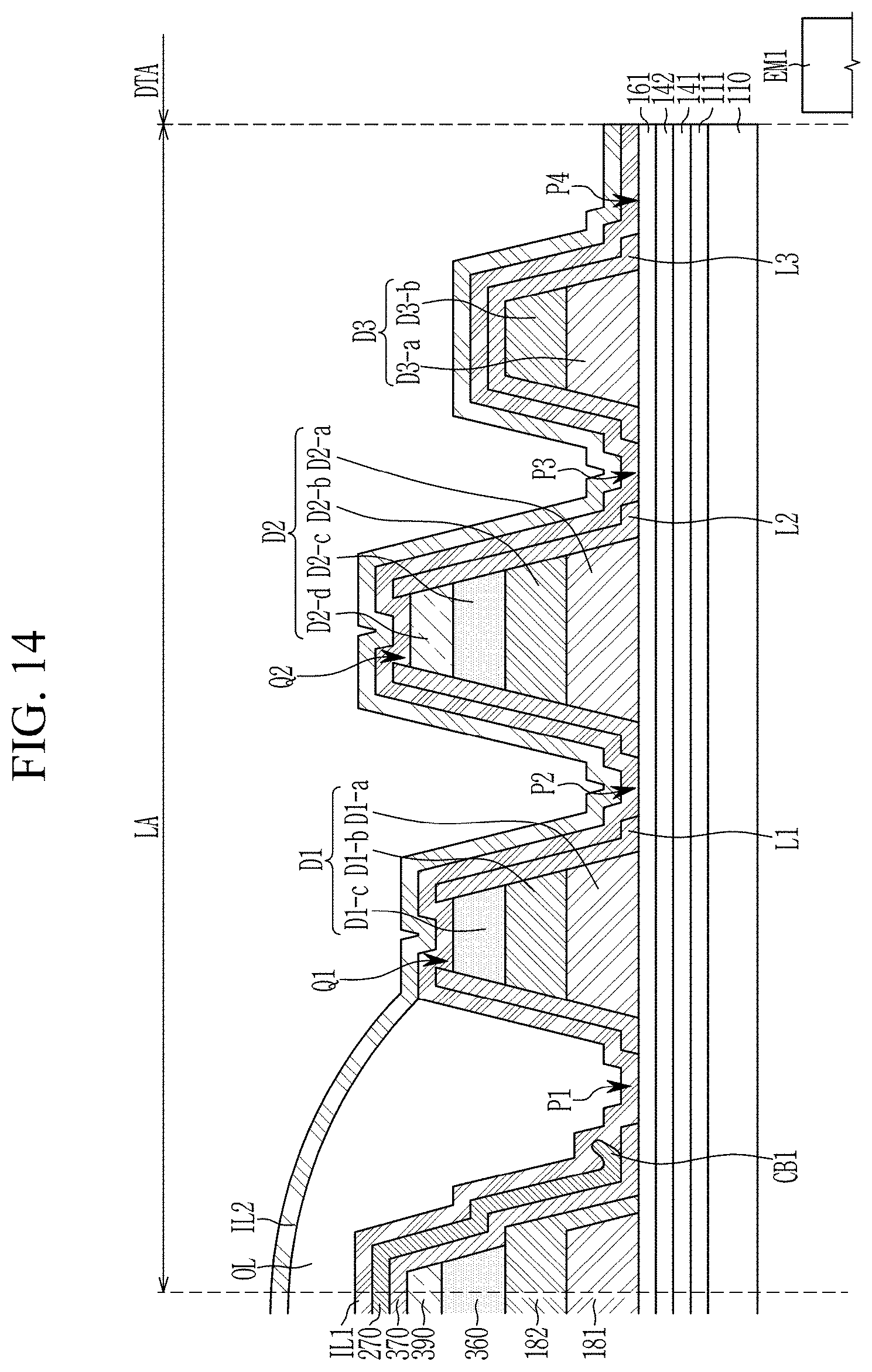 Patent US11785798 Figure 16 – Display with dam surrounding opening