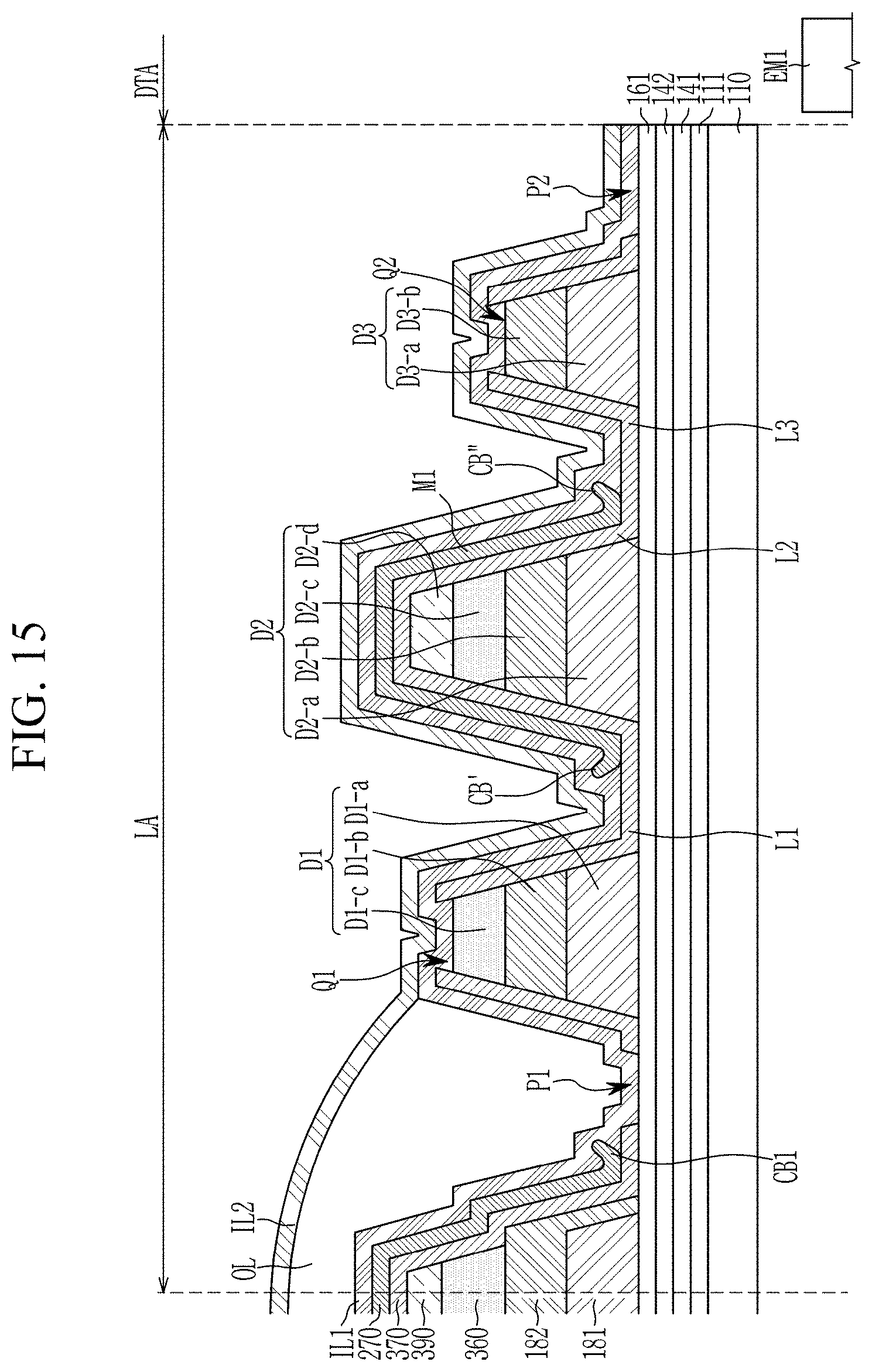 Patent US11785798 Figure 17 – Display with dam surrounding opening
