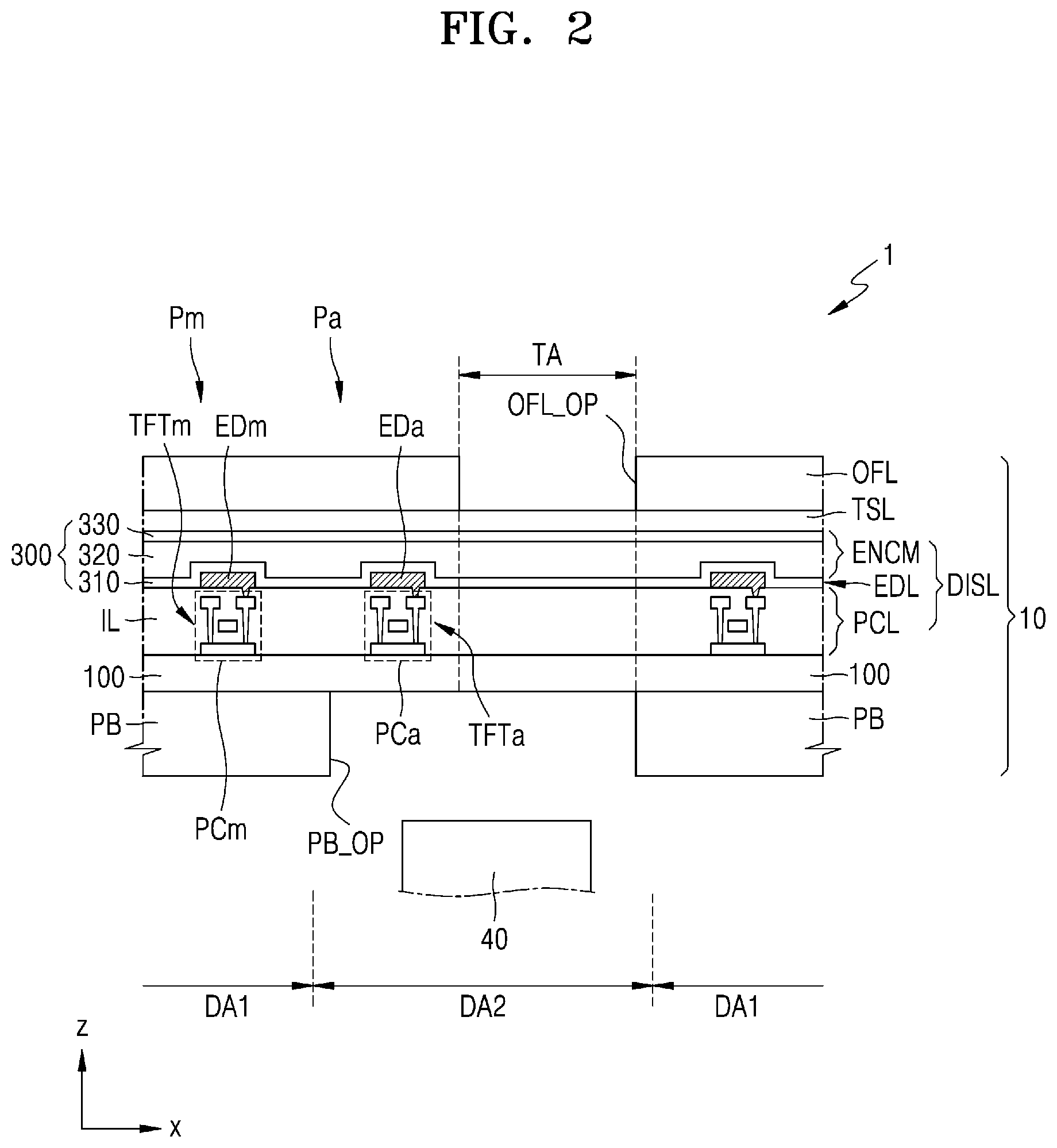 Patent US11785799 Figure 2 – Display apparatus including multi-base and multi-barrier layer substrate