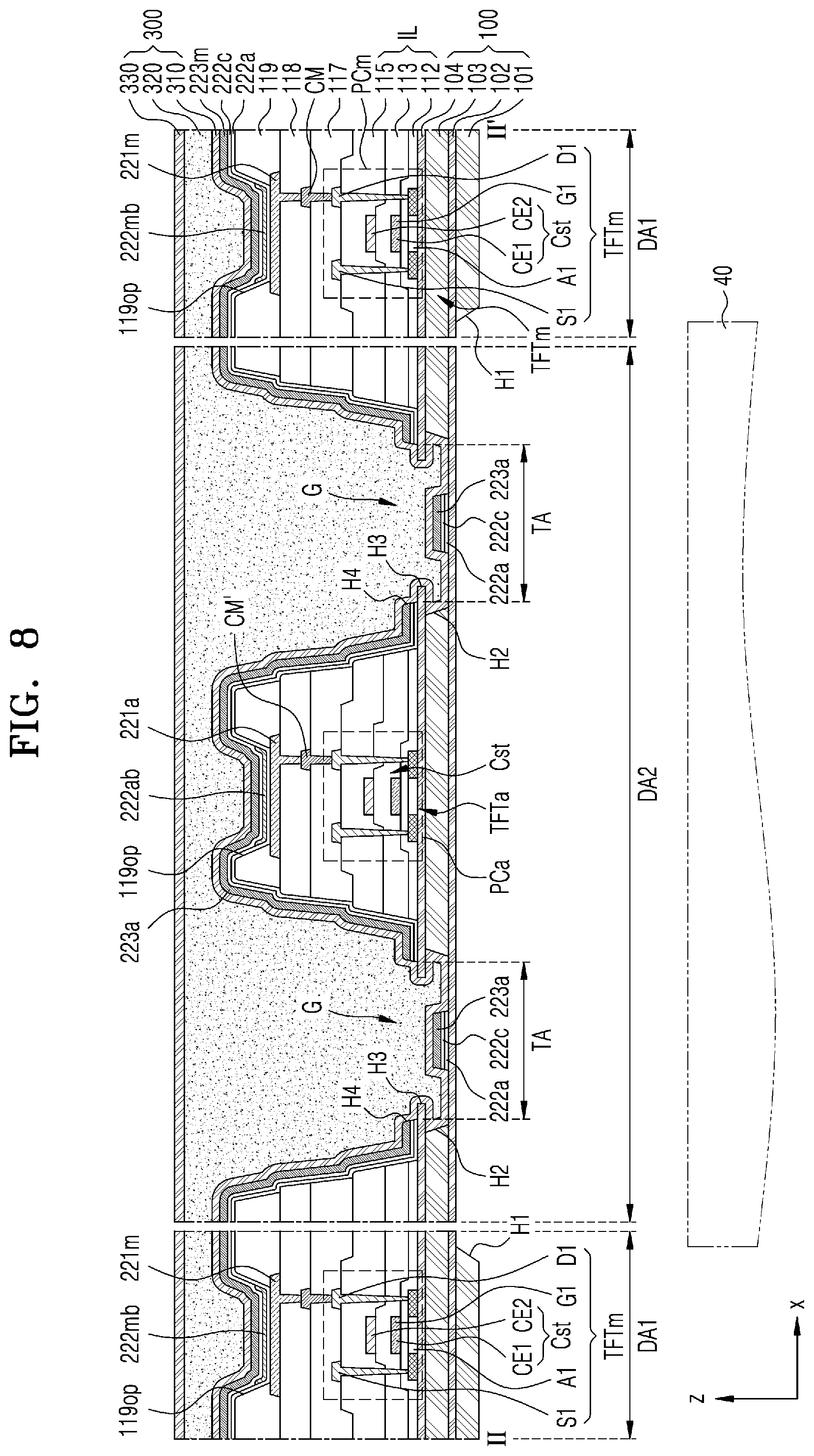 Patent US11785799 Figure 7 – Display apparatus including multi-base and multi-barrier layer substrate
