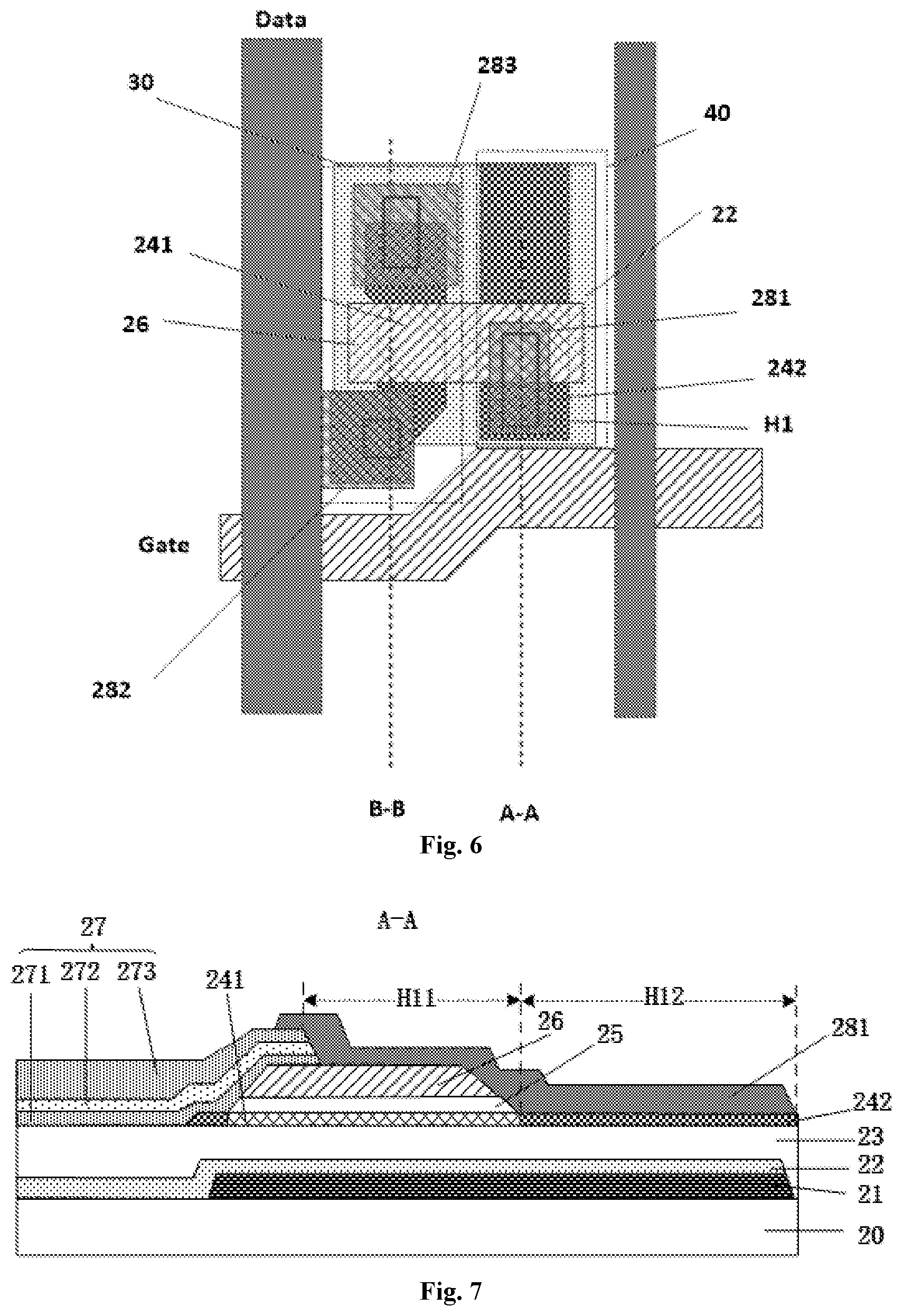 Patent US11785811 Figure 3 – Array substrate comprising an interlay insulation layer including at least two inorganic insulation layers and at least one organic insulation layer laminated one on another