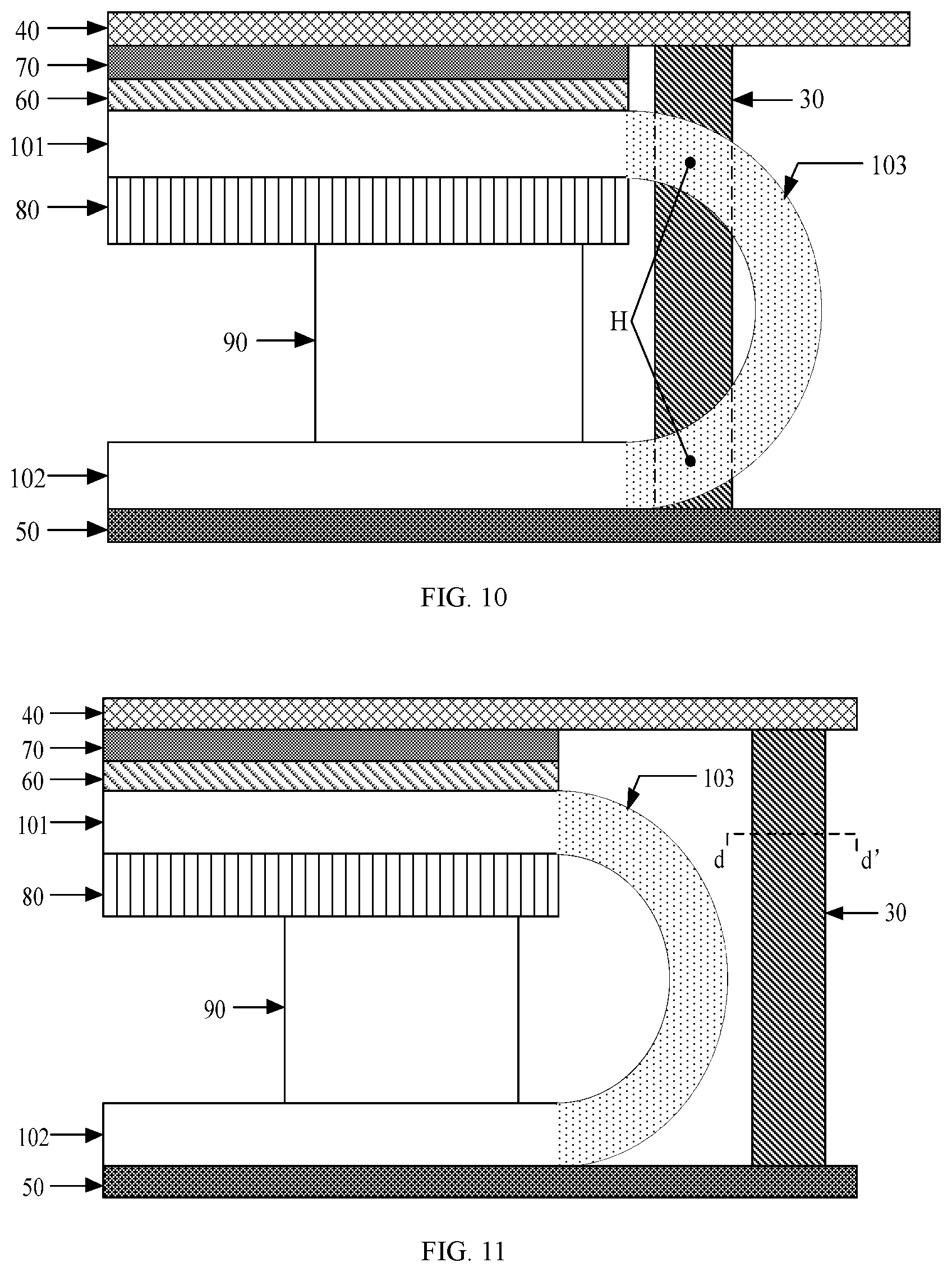 Patent US11785812 Figure 5 – Display device including via to release internal stress