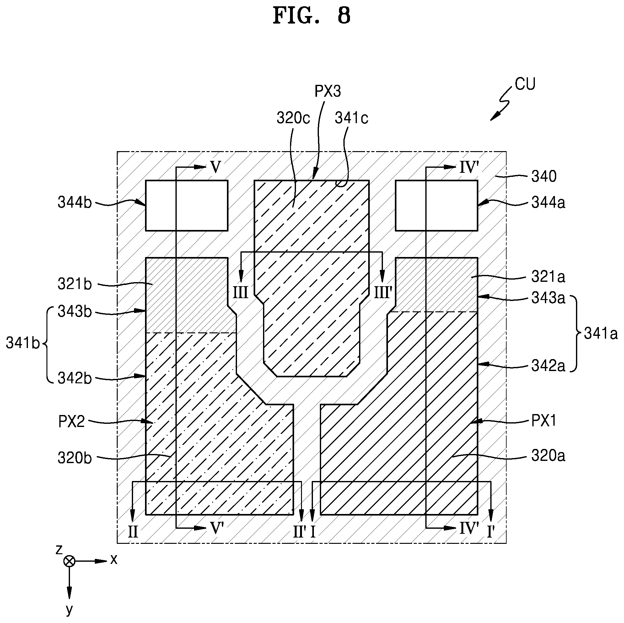 Patent US11785822 Figure 8 – Display apparatus including concave portion