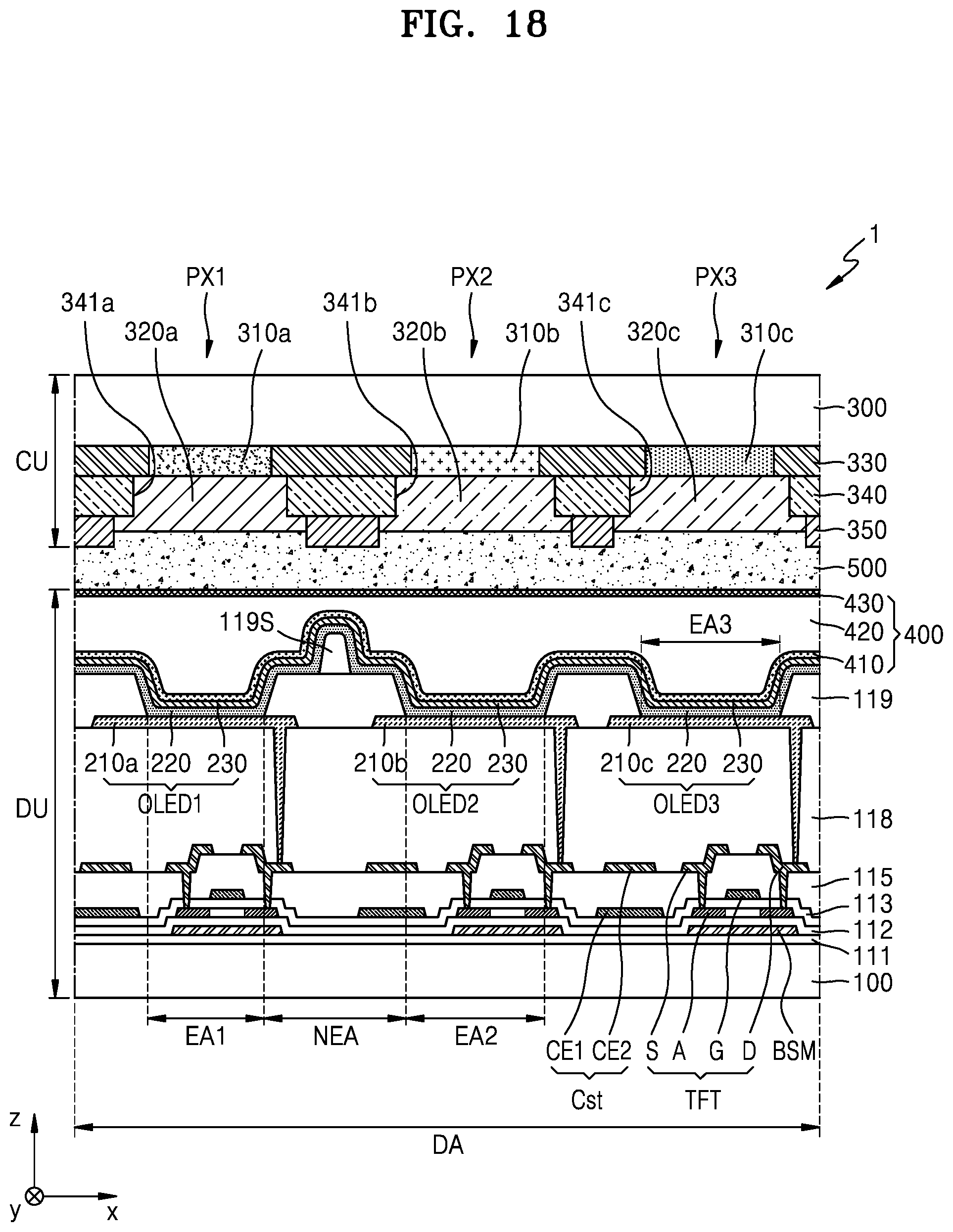 Patent US11785822 Figure 18 – Display apparatus including concave portion