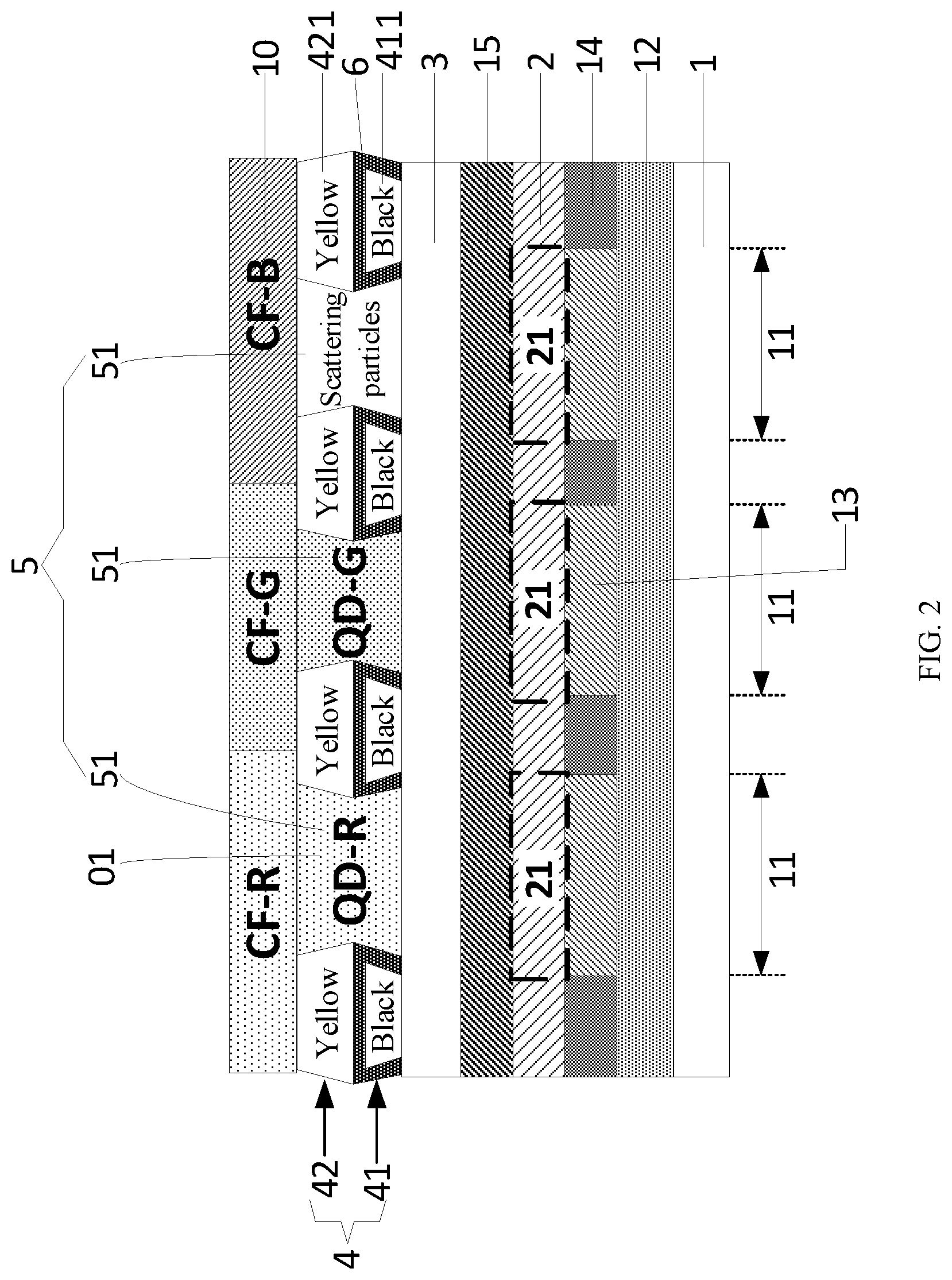 Patent US11785825 Figure 2 – Quantum dot-organic light emitting display panel and display device