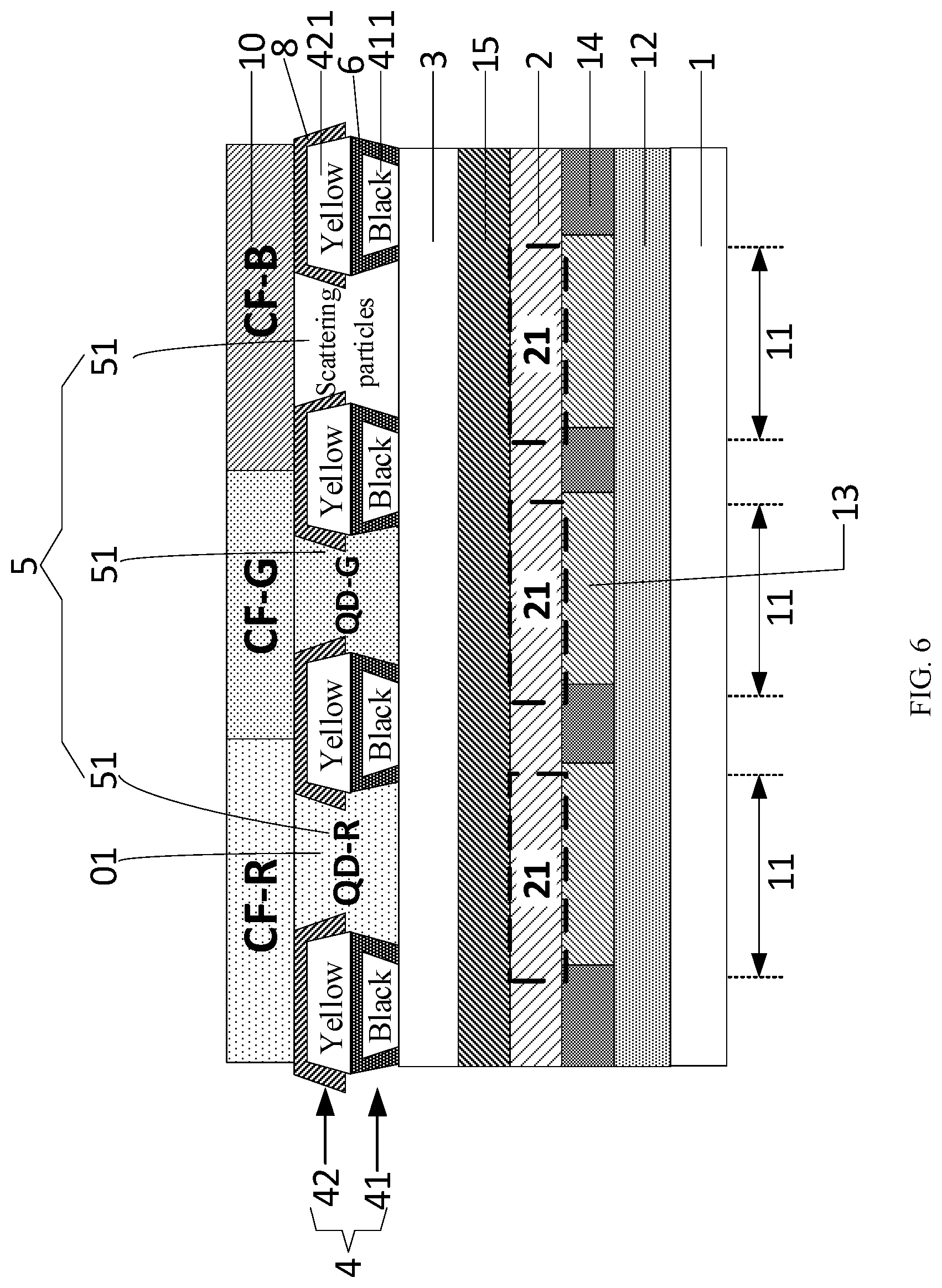 Patent US11785825 Figure 6 – Quantum dot-organic light emitting display panel and display device
