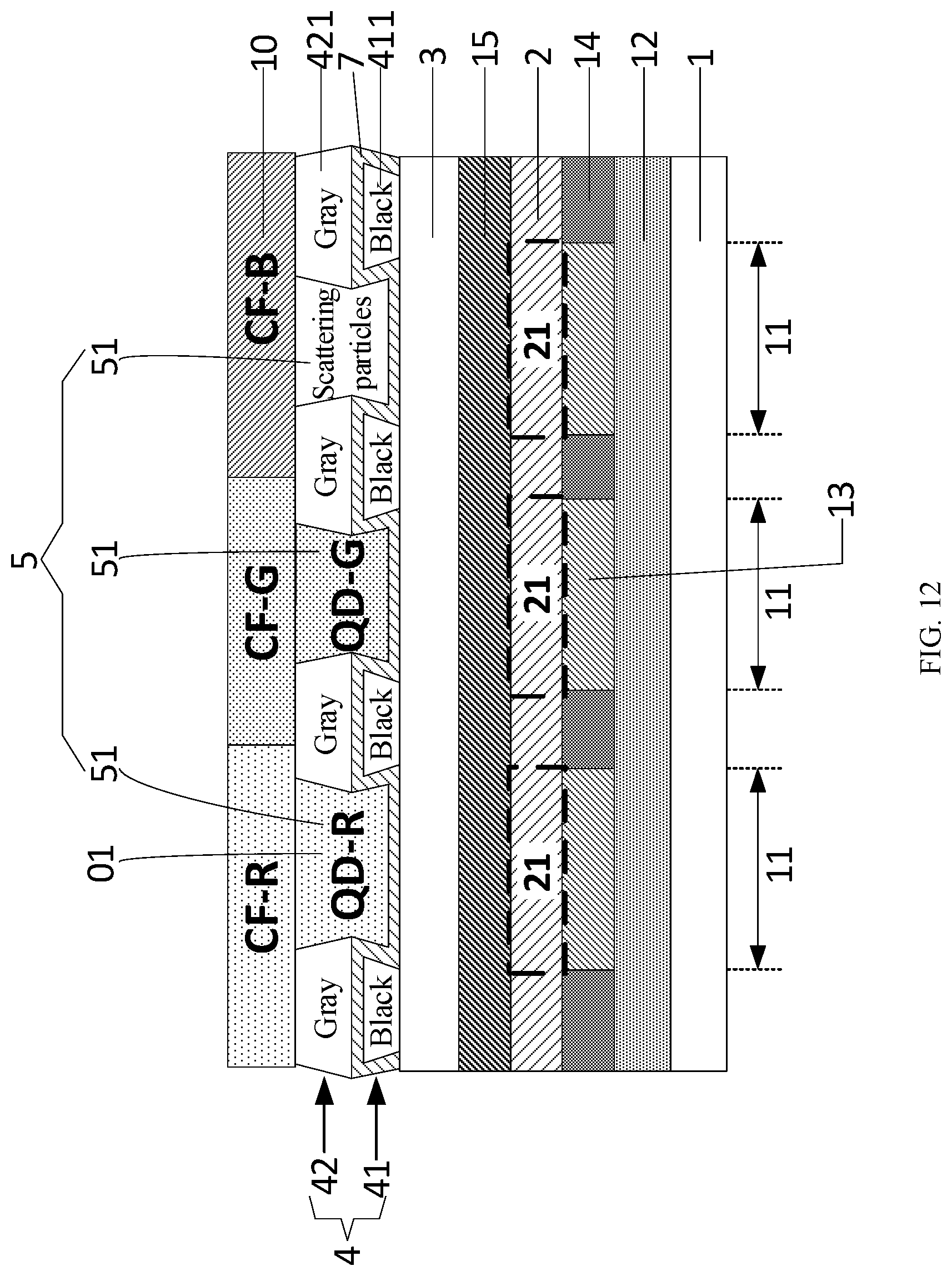 Patent US11785825 Figure 12 – Quantum dot-organic light emitting display panel and display device
