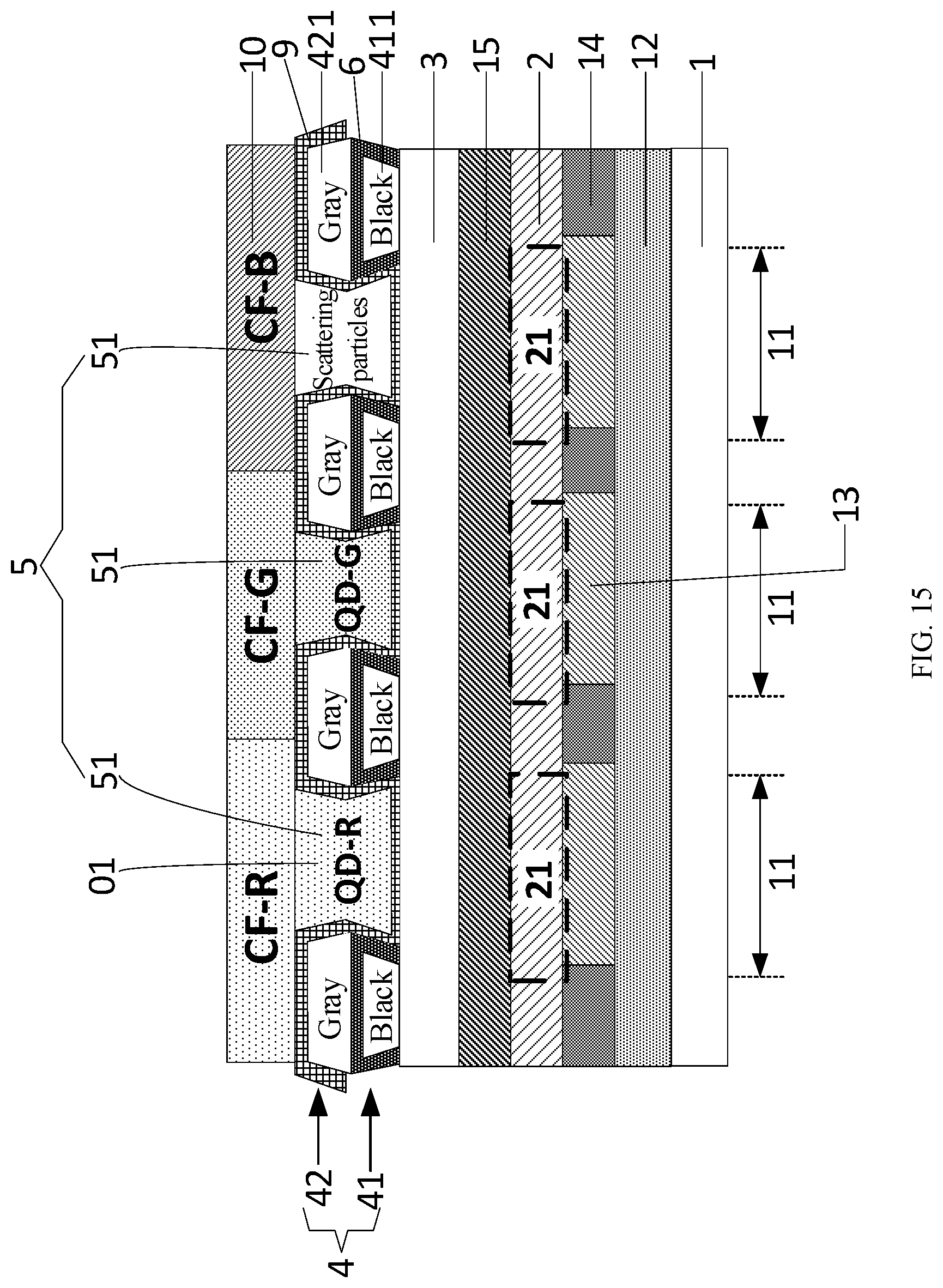 Patent US11785825 Figure 15 – Quantum dot-organic light emitting display panel and display device